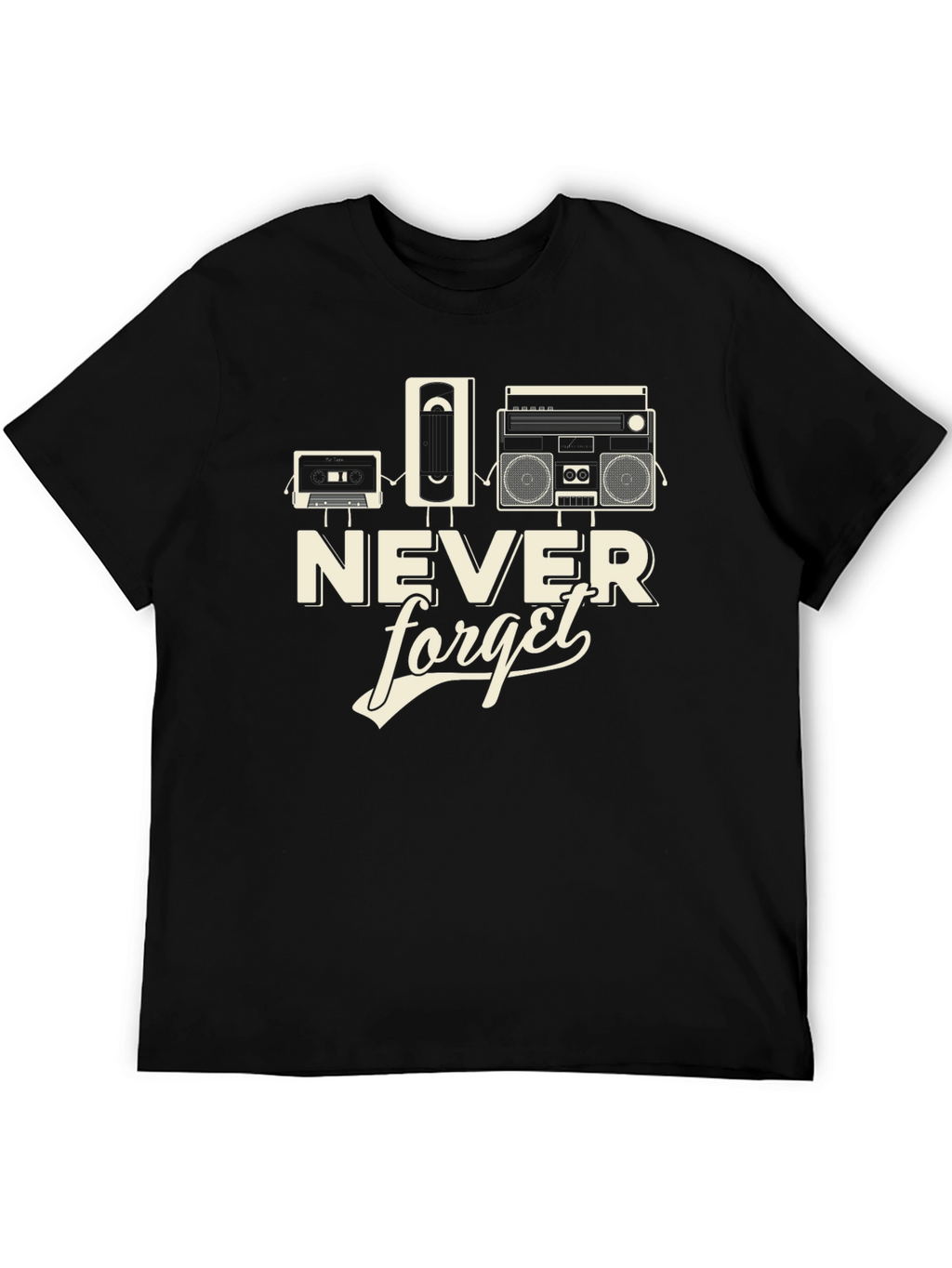 Retro Never Forget Black Graphic Tee