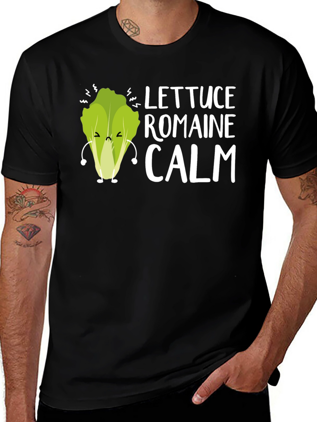 Lettuce Romaine Calm Funny Graphic Tee