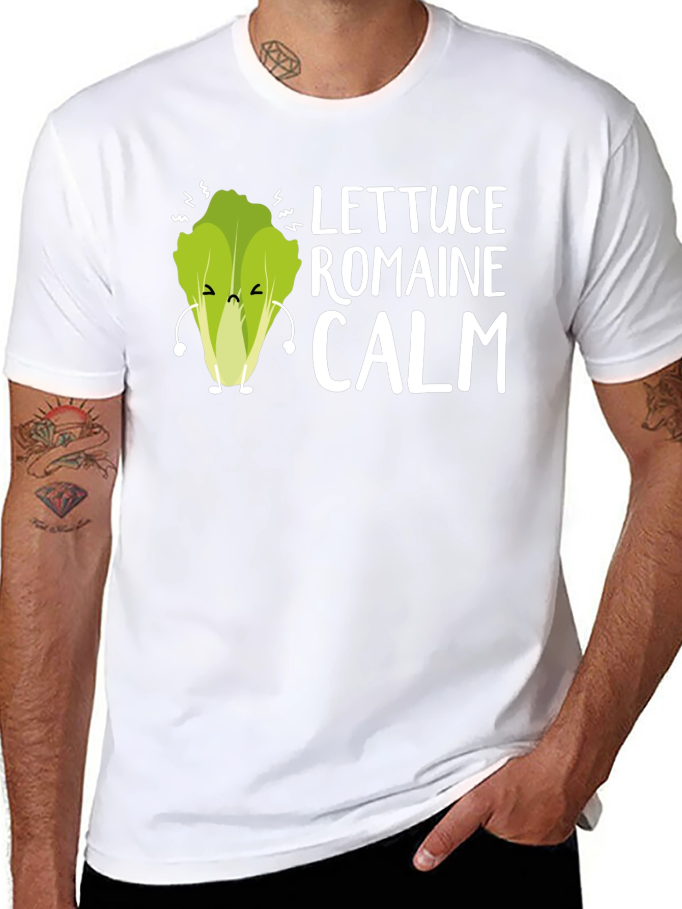 Lettuce Romaine Calm Funny Graphic Tee