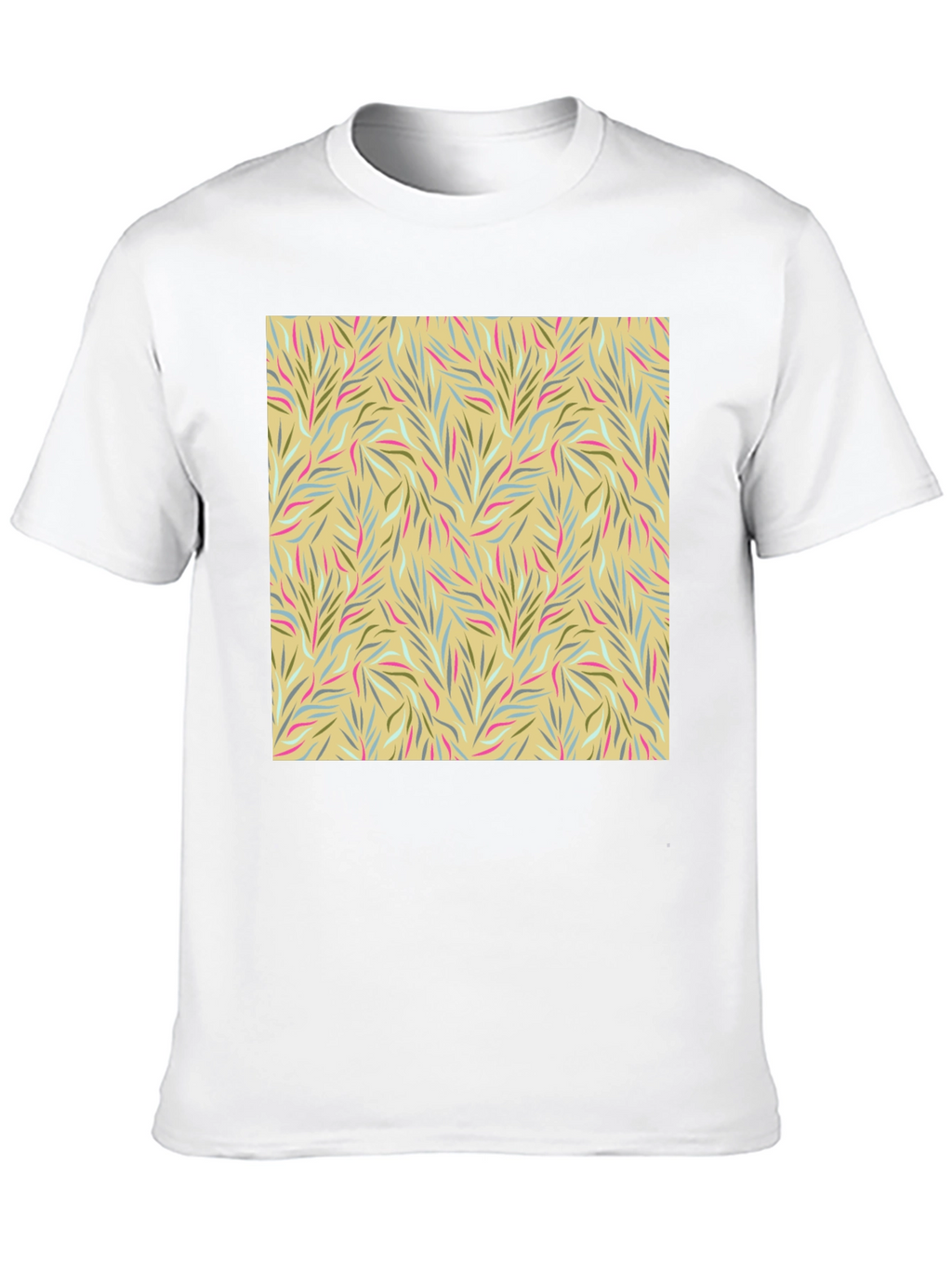 Botanical Pattern Black Crew Neck Tee
