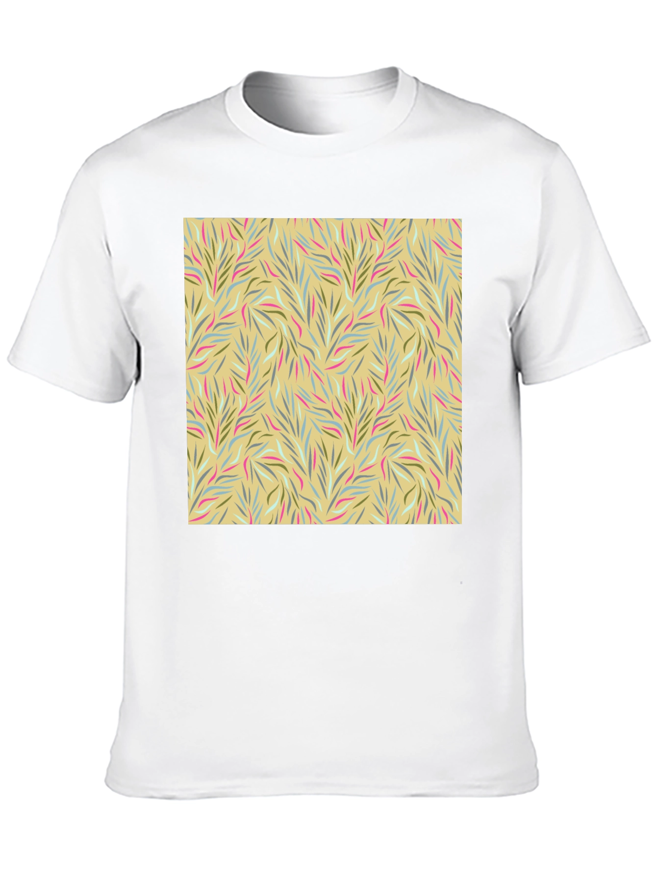 Botanical Pattern Black Crew Neck Tee