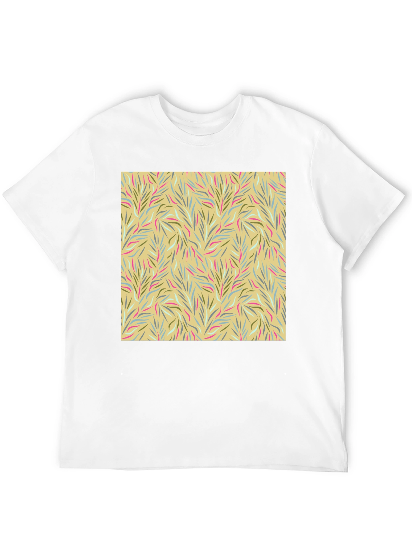 Botanical Pattern Black Crew Neck Tee