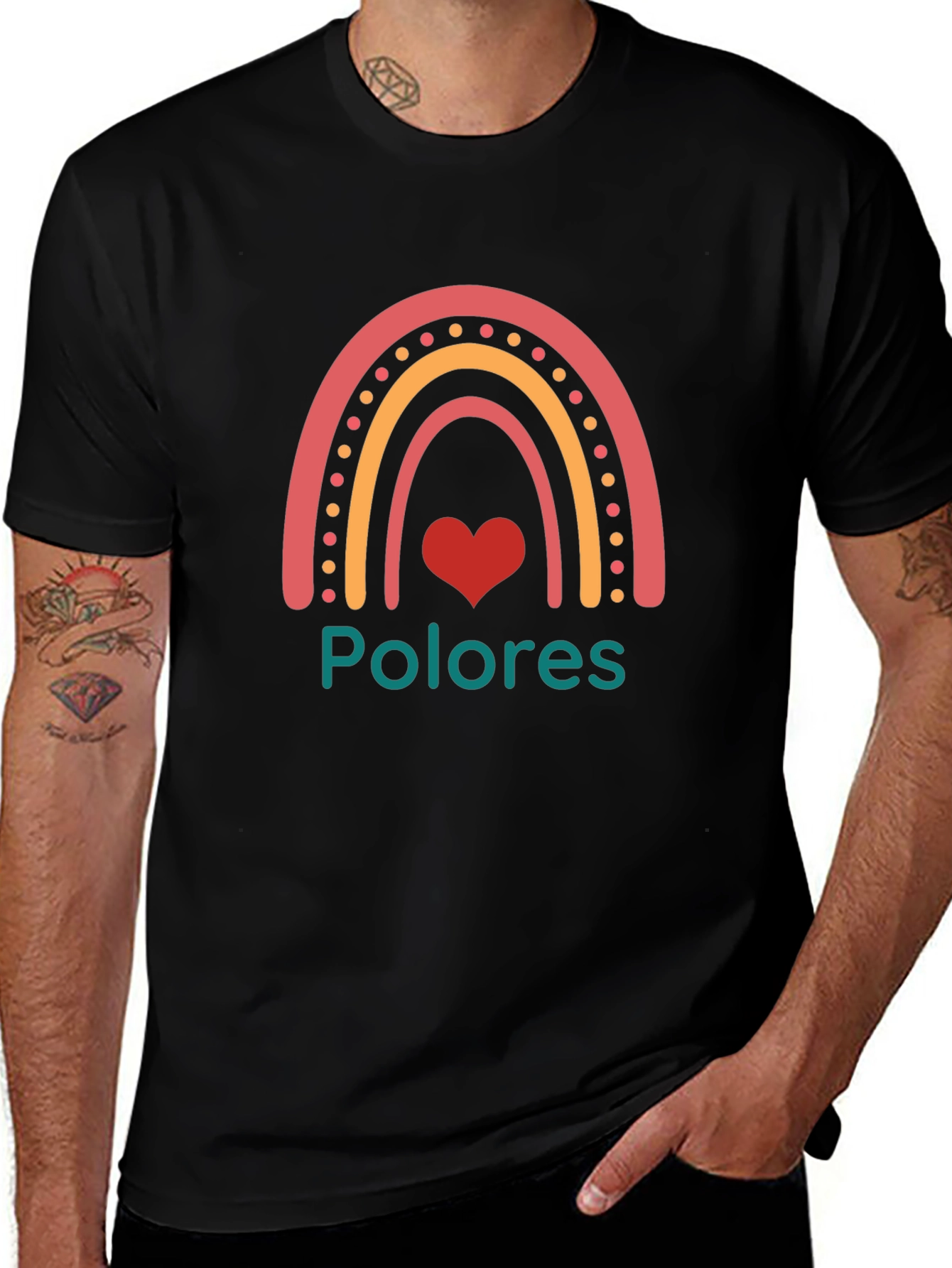 Rainbow Polores Heart T-Shirt - Stylish Casual Wear