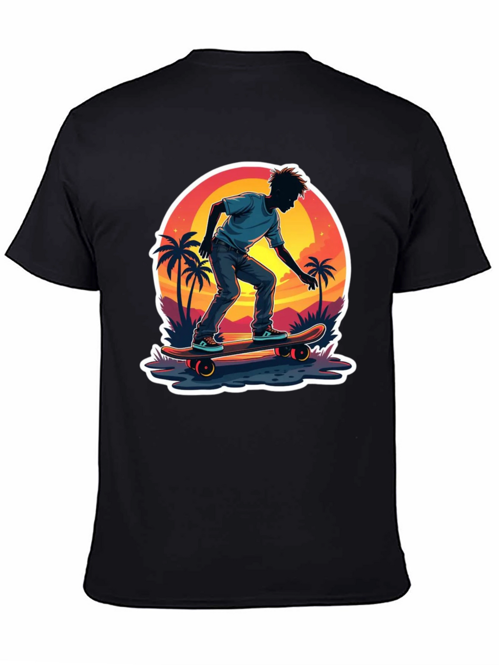 Skateboarding Sunset T-Shirt - Tropical Vibe