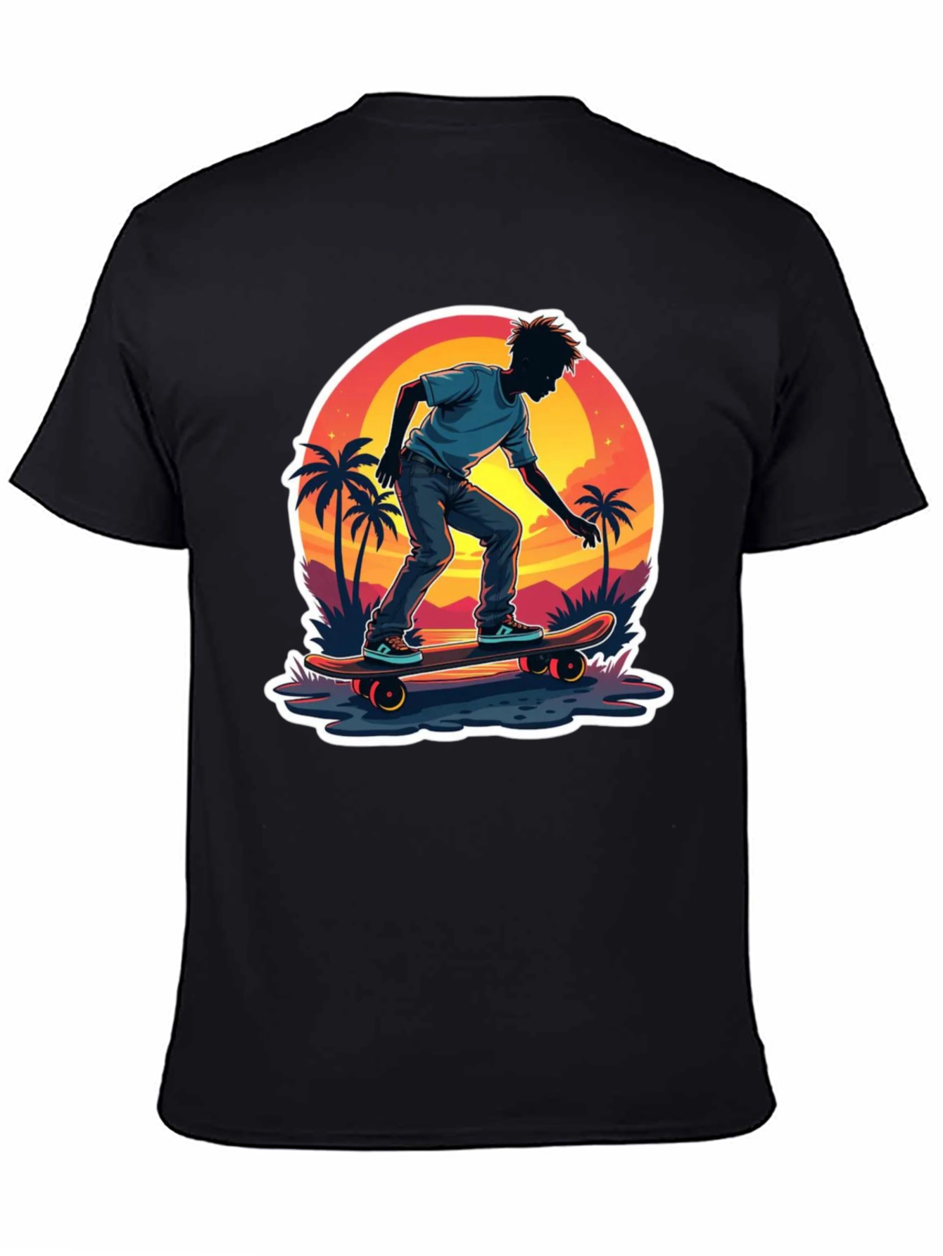 Skateboarding Sunset T-Shirt - Tropical Vibe