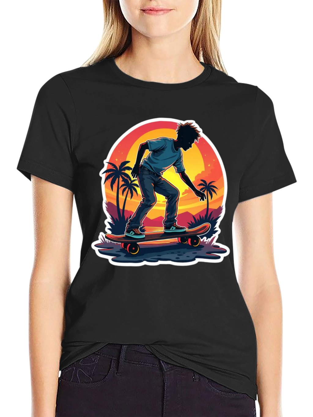 Skateboarding Sunset T-Shirt - Tropical Vibe