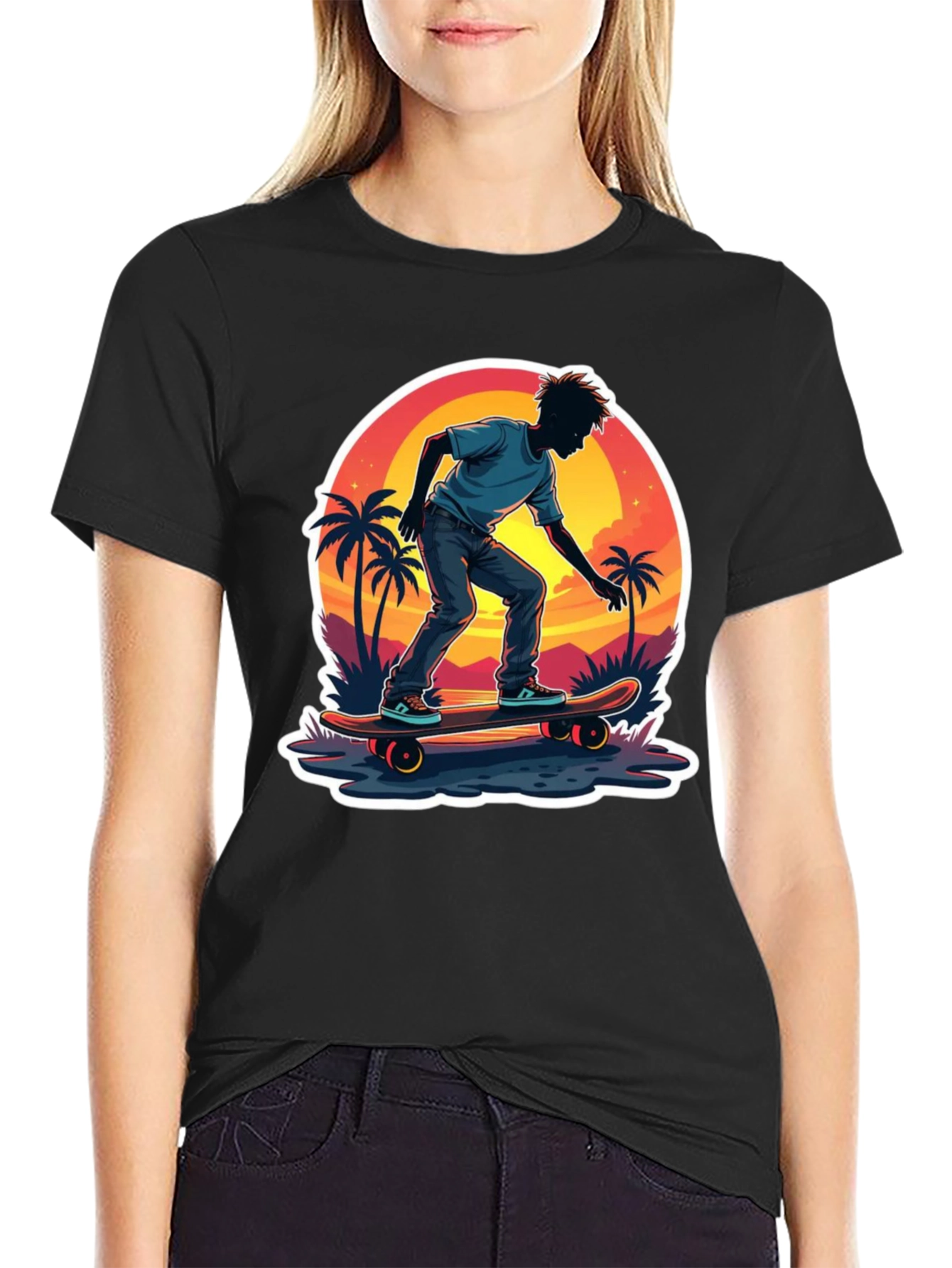Skateboarding Sunset T-Shirt - Tropical Vibe