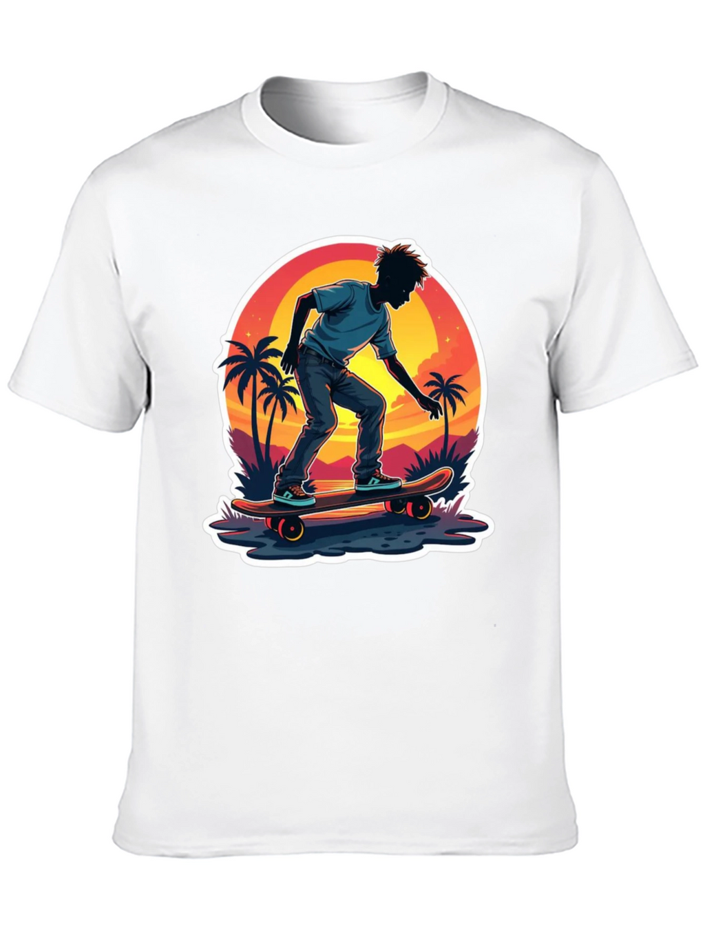 Skateboarding Sunset T-Shirt - Tropical Vibe
