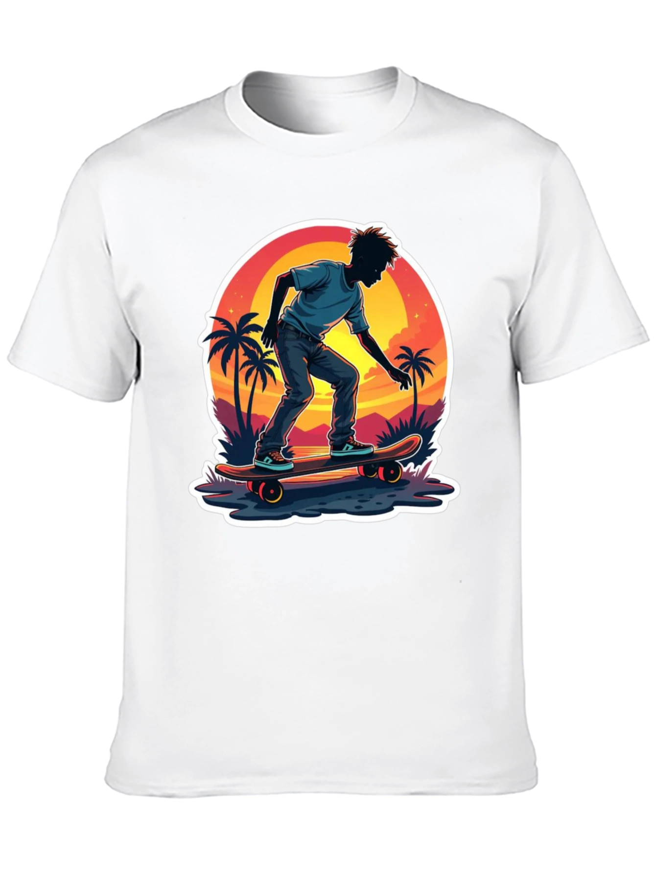 Skateboarding Sunset T-Shirt - Tropical Vibe
