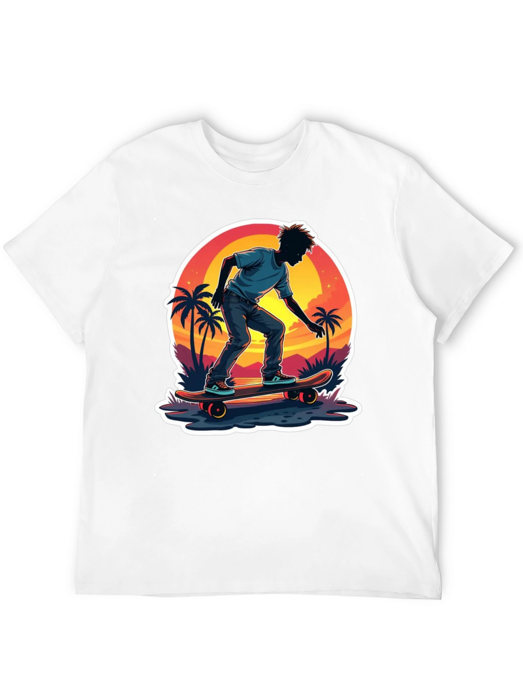 Skateboarding Sunset T-Shirt - Tropical Vibe