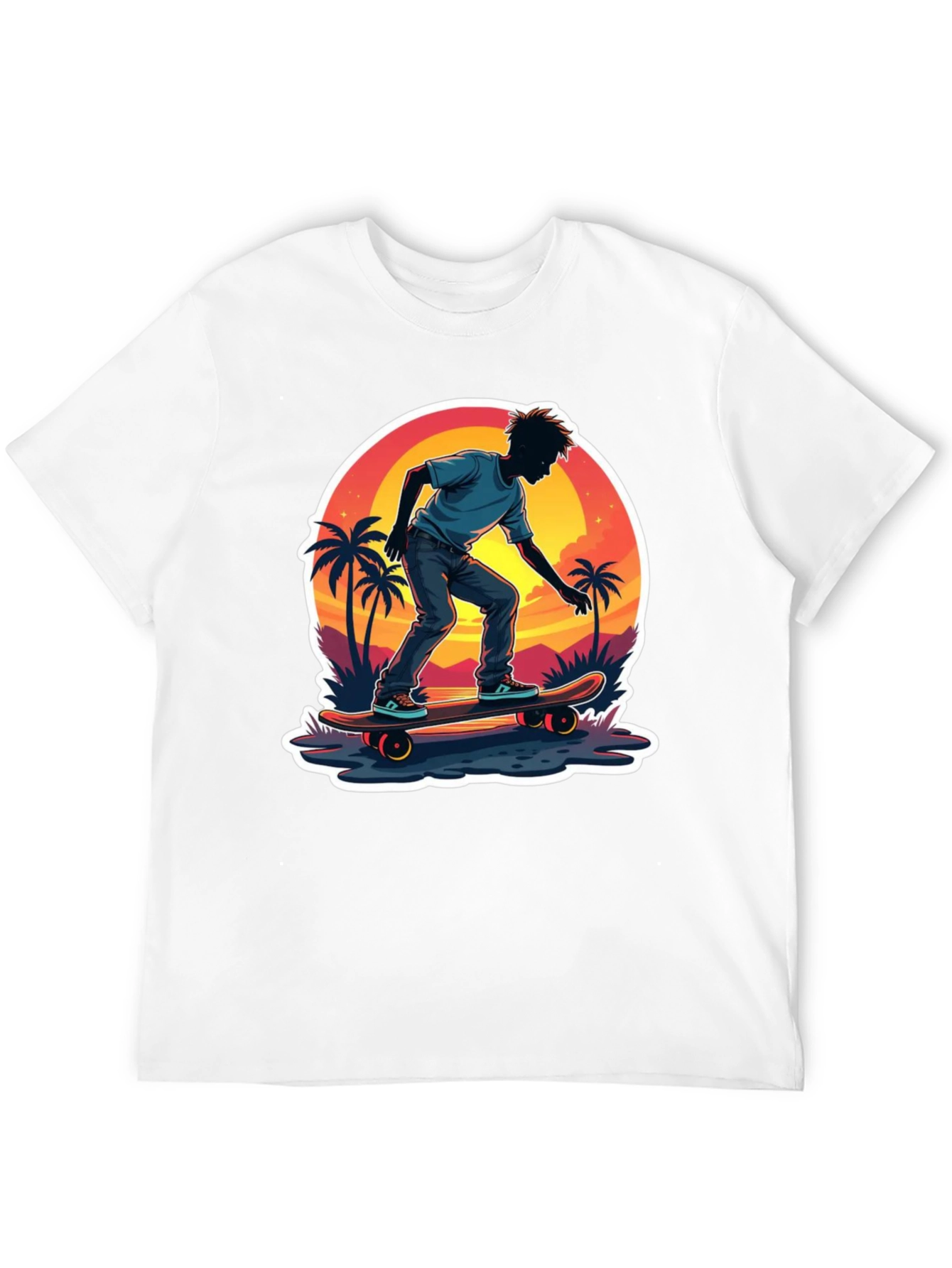 Skateboarding Sunset T-Shirt - Tropical Vibe