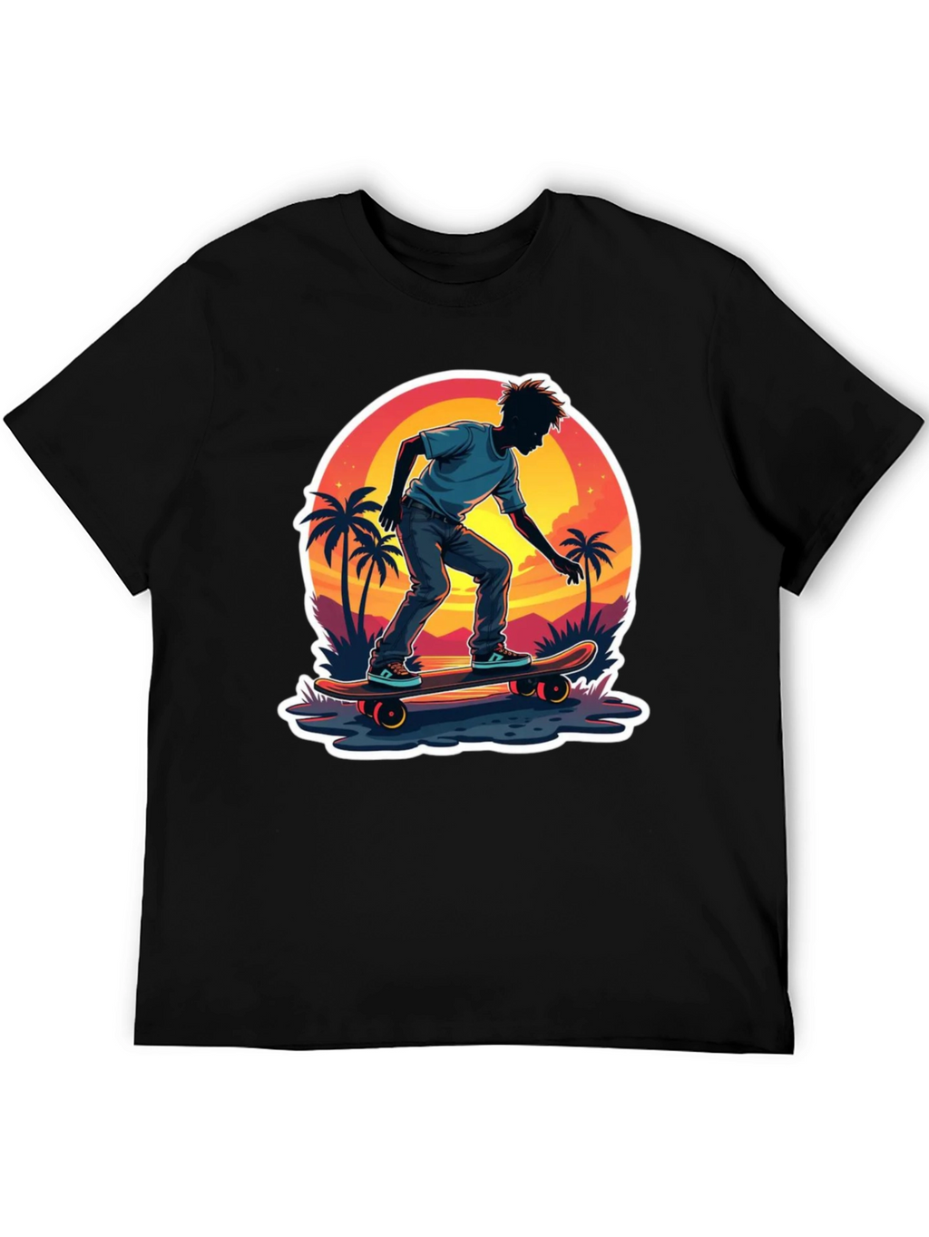 Skateboarding Sunset T-Shirt - Tropical Vibe