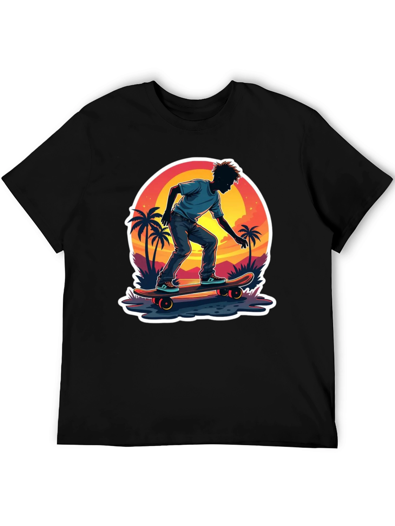 Skateboarding Sunset T-Shirt - Tropical Vibe