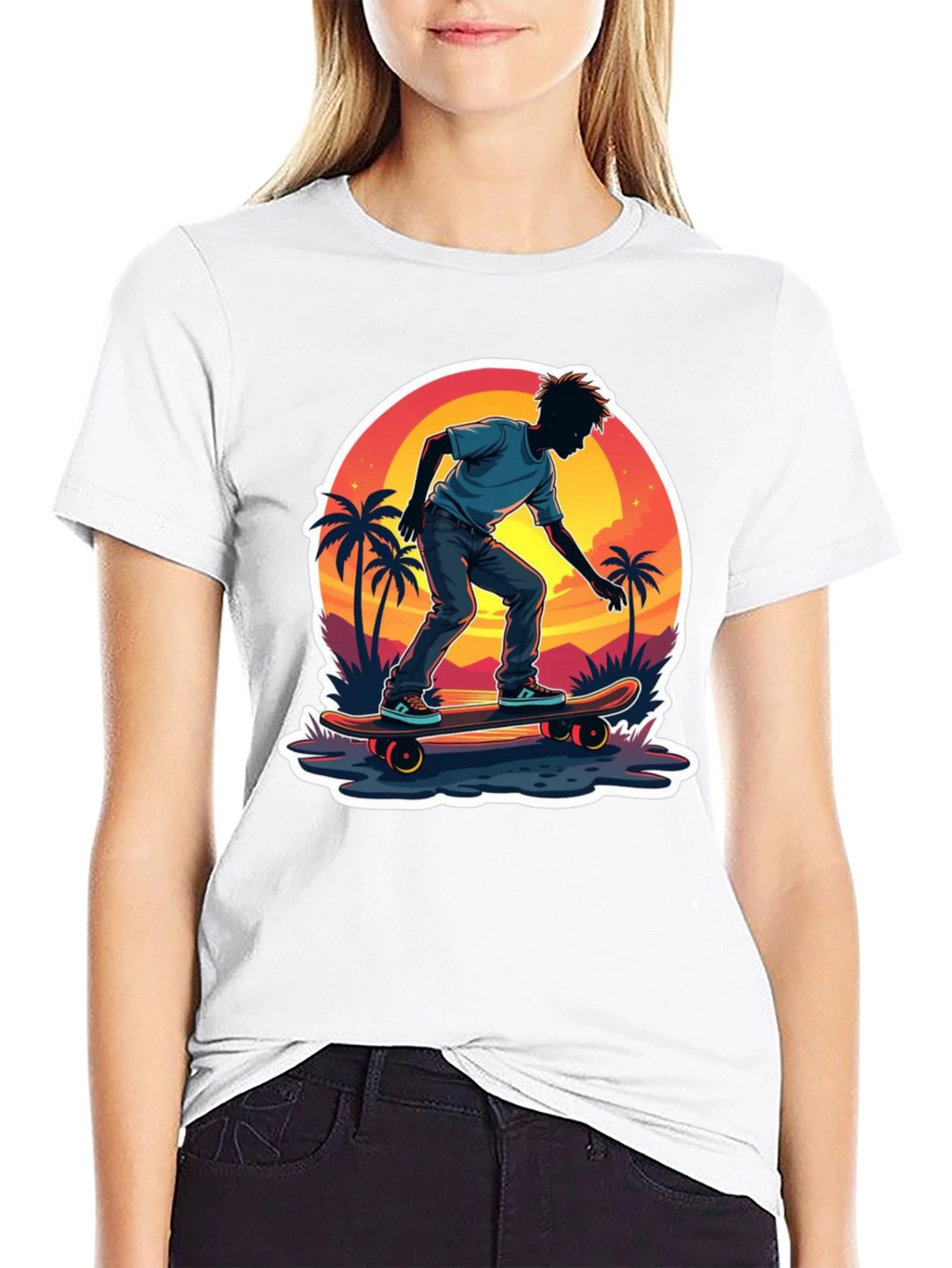 Skateboarding Sunset T-Shirt - Tropical Vibe
