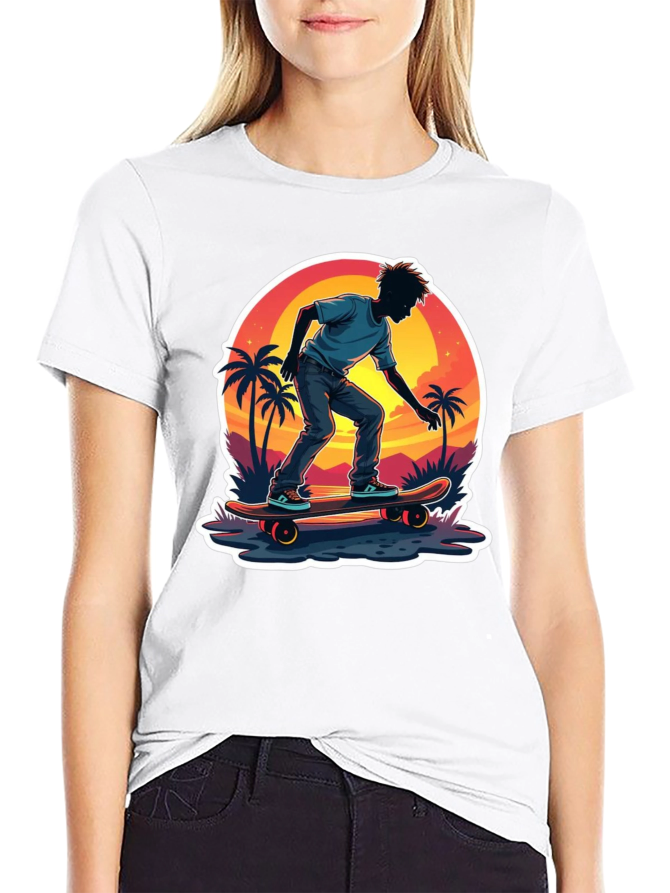 Skateboarding Sunset T-Shirt - Tropical Vibe