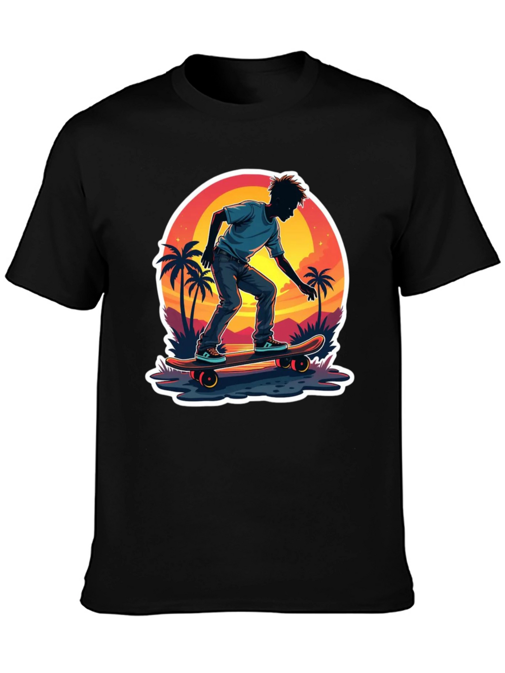Skateboarding Sunset T-Shirt - Tropical Vibe