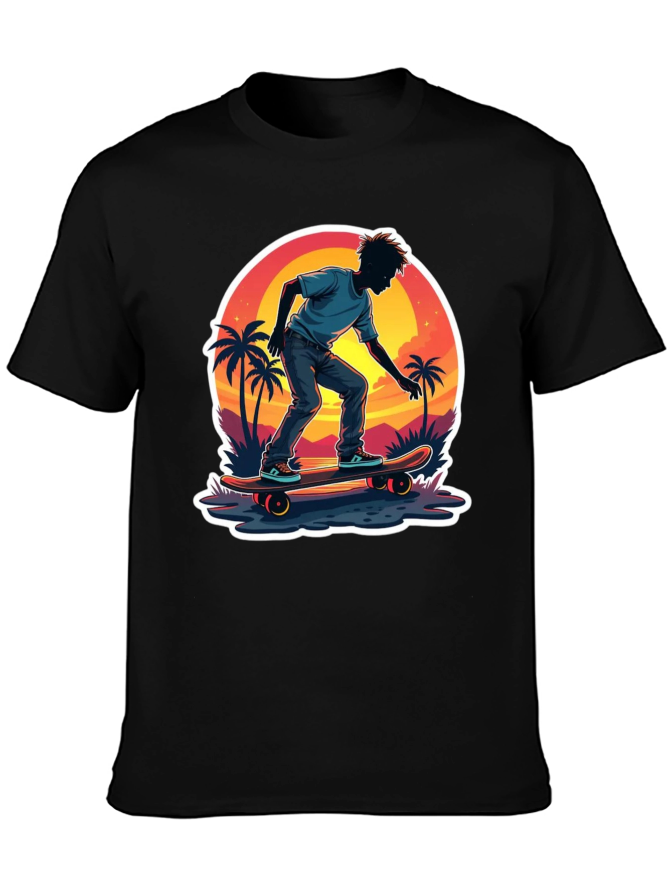 Skateboarding Sunset T-Shirt - Tropical Vibe