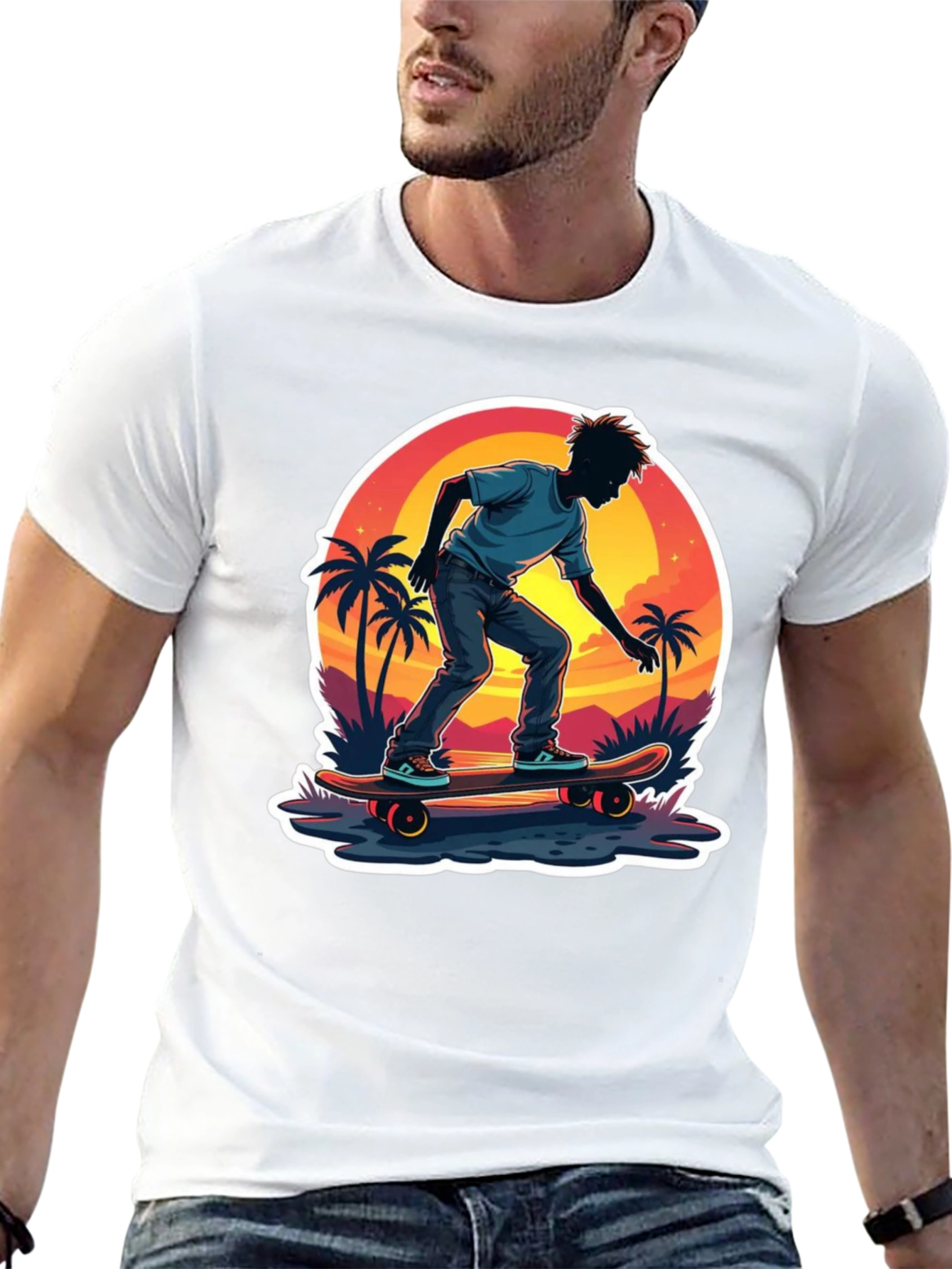 Skateboarding Sunset T-Shirt - Tropical Vibe