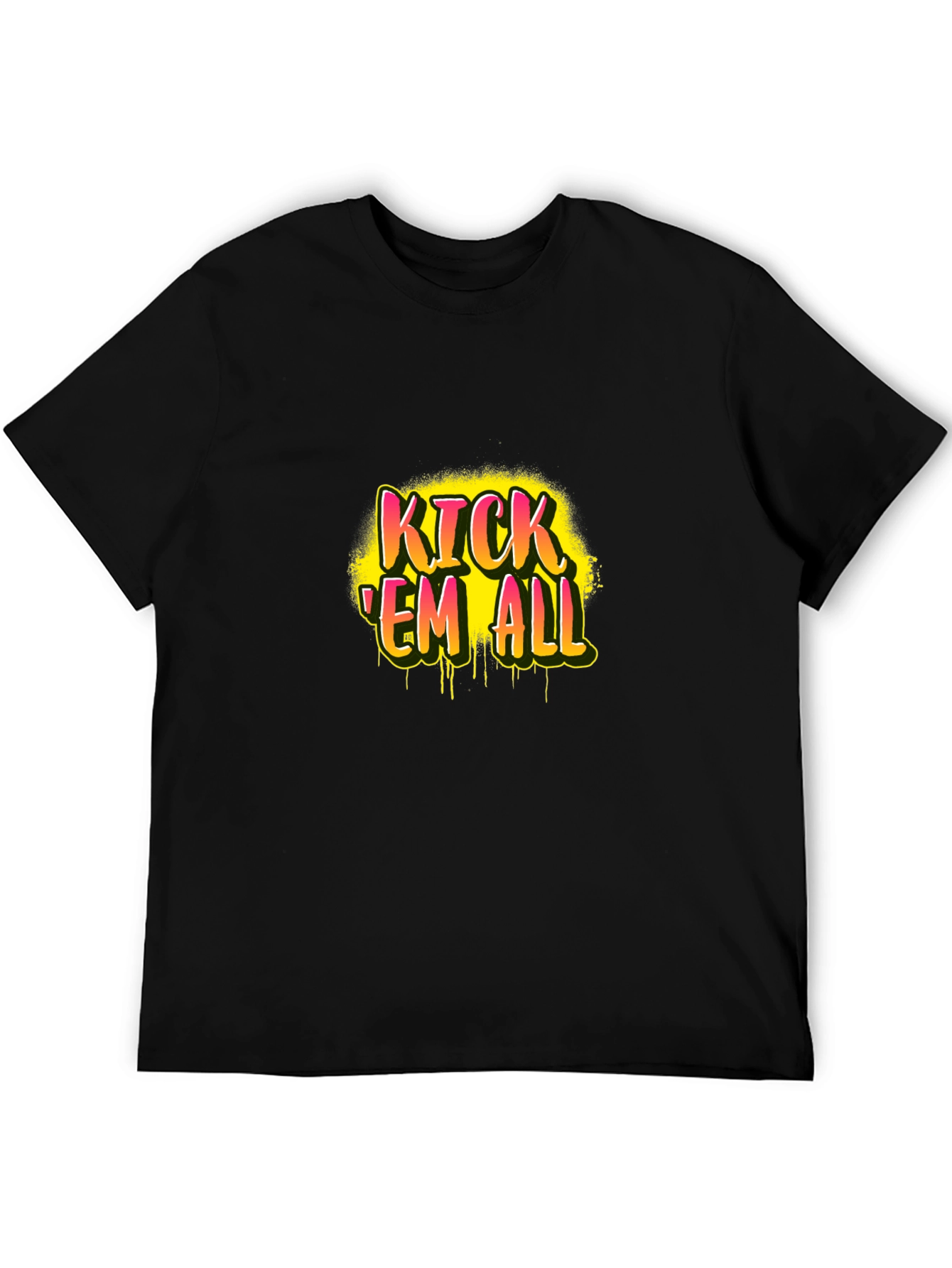 Kick Em All Graphic Print Black T-Shirt