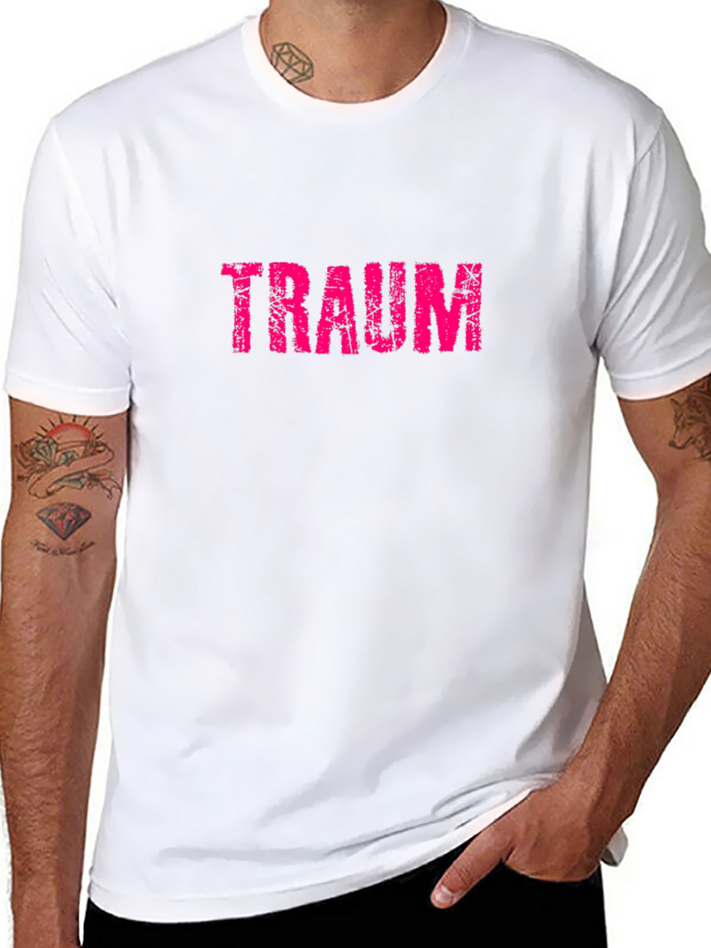 Traum Graphic Tee - Distressed Pink Print on Black