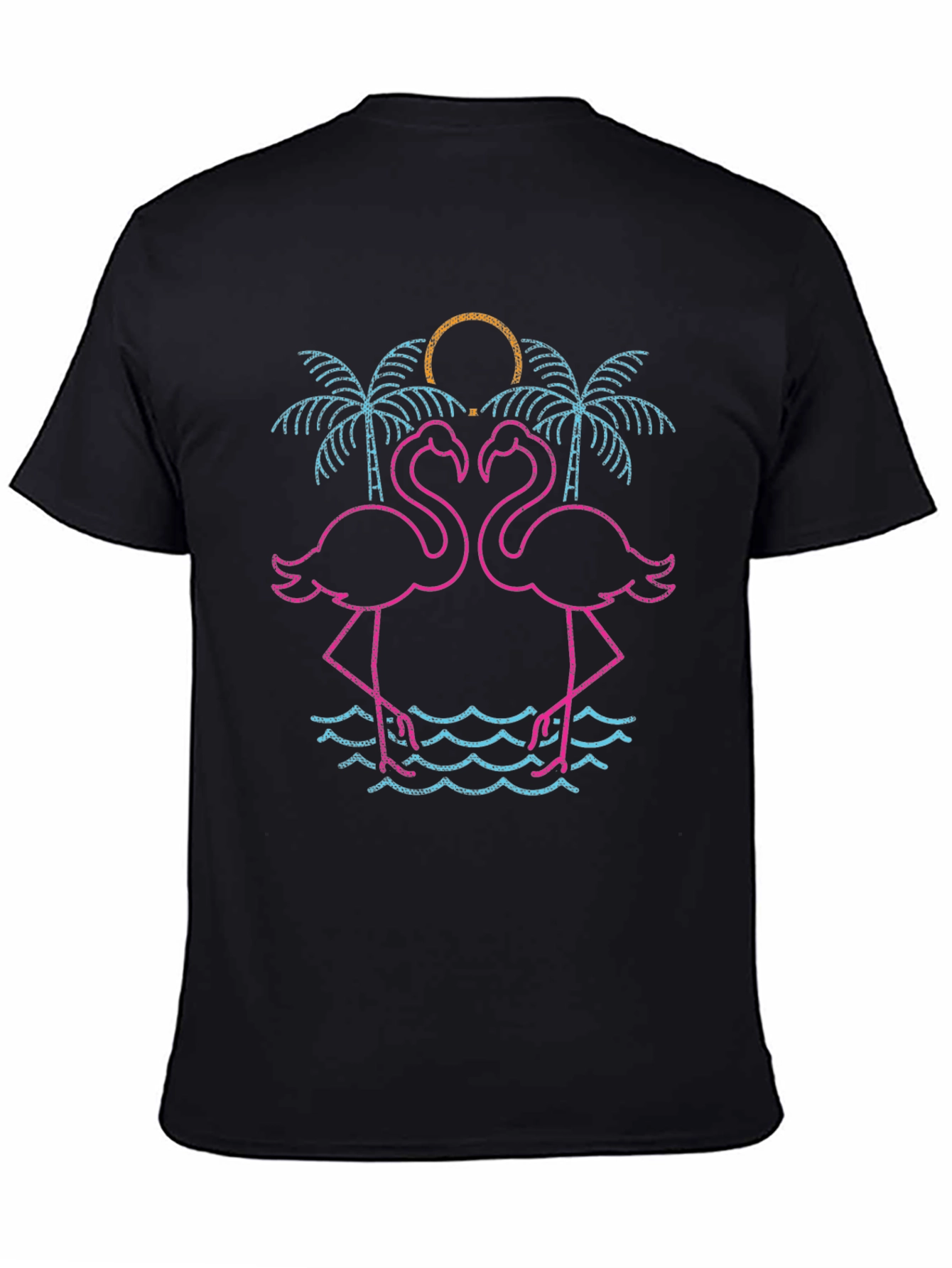 Neon Flamingo Palm Tree Graphic Tee