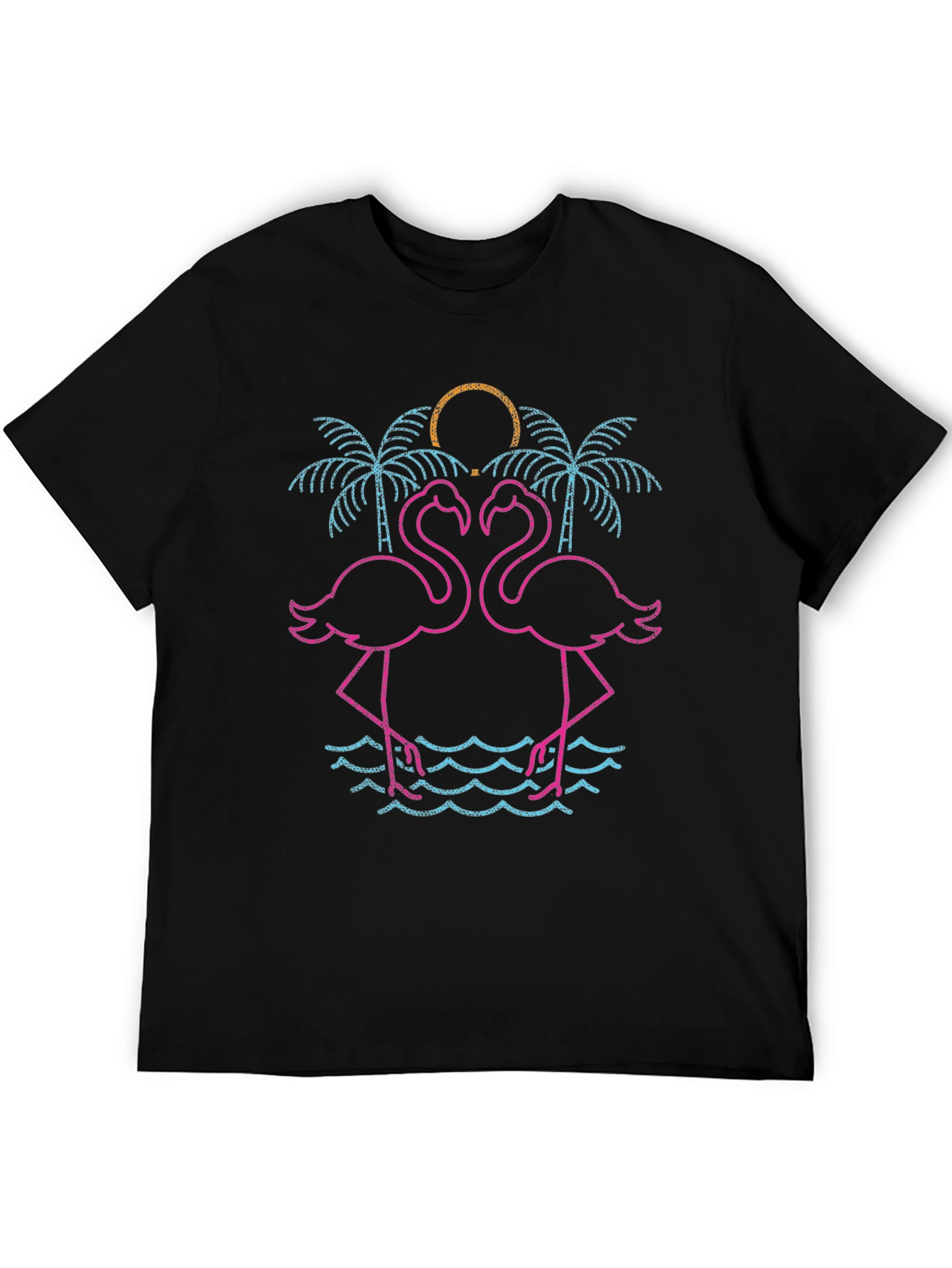 Neon Flamingo Palm Tree Graphic Tee