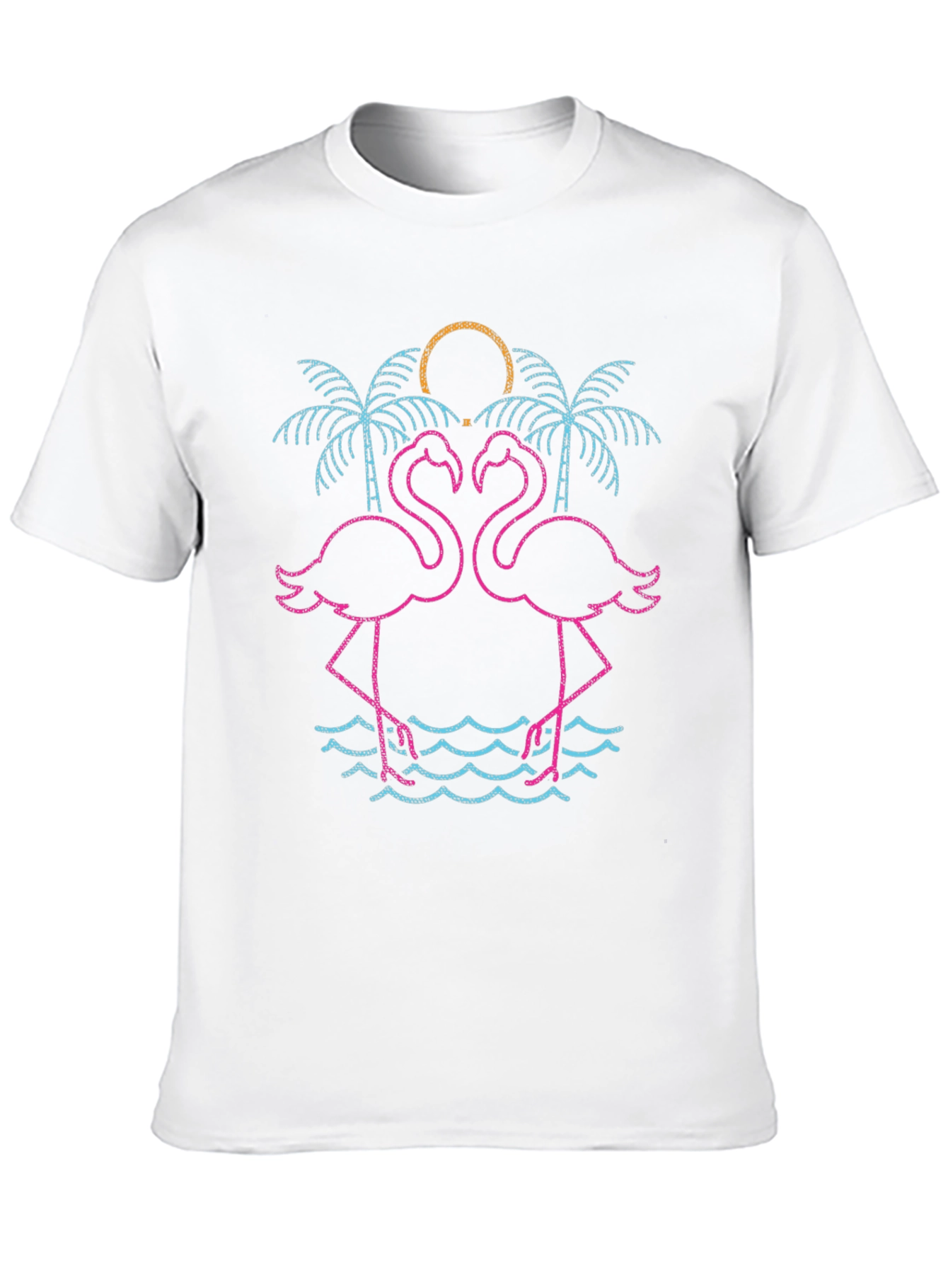Neon Flamingo Palm Tree Graphic Tee