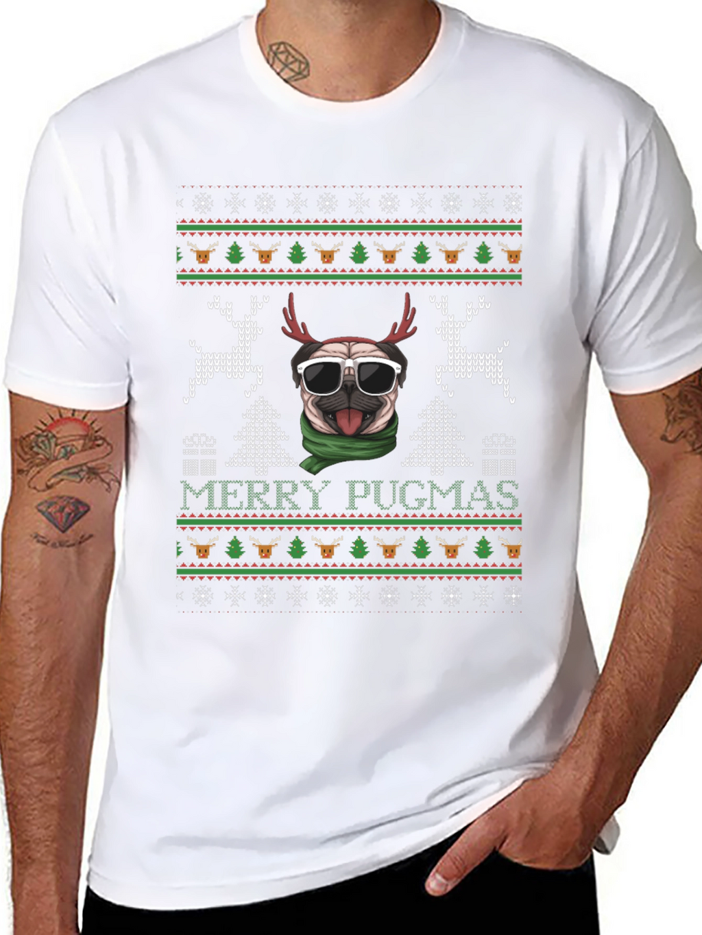 Merry Pugmas Ugly Christmas Sweater T-Shirt
