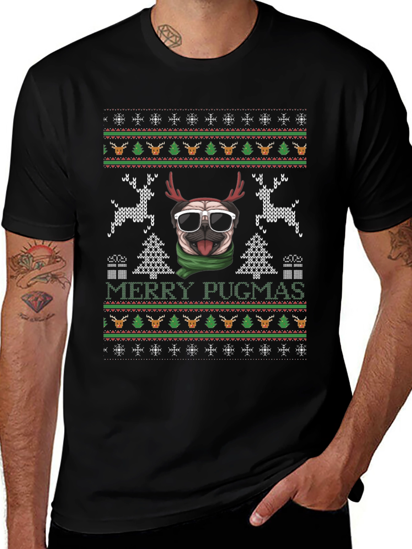 Merry Pugmas Ugly Christmas Sweater T-Shirt
