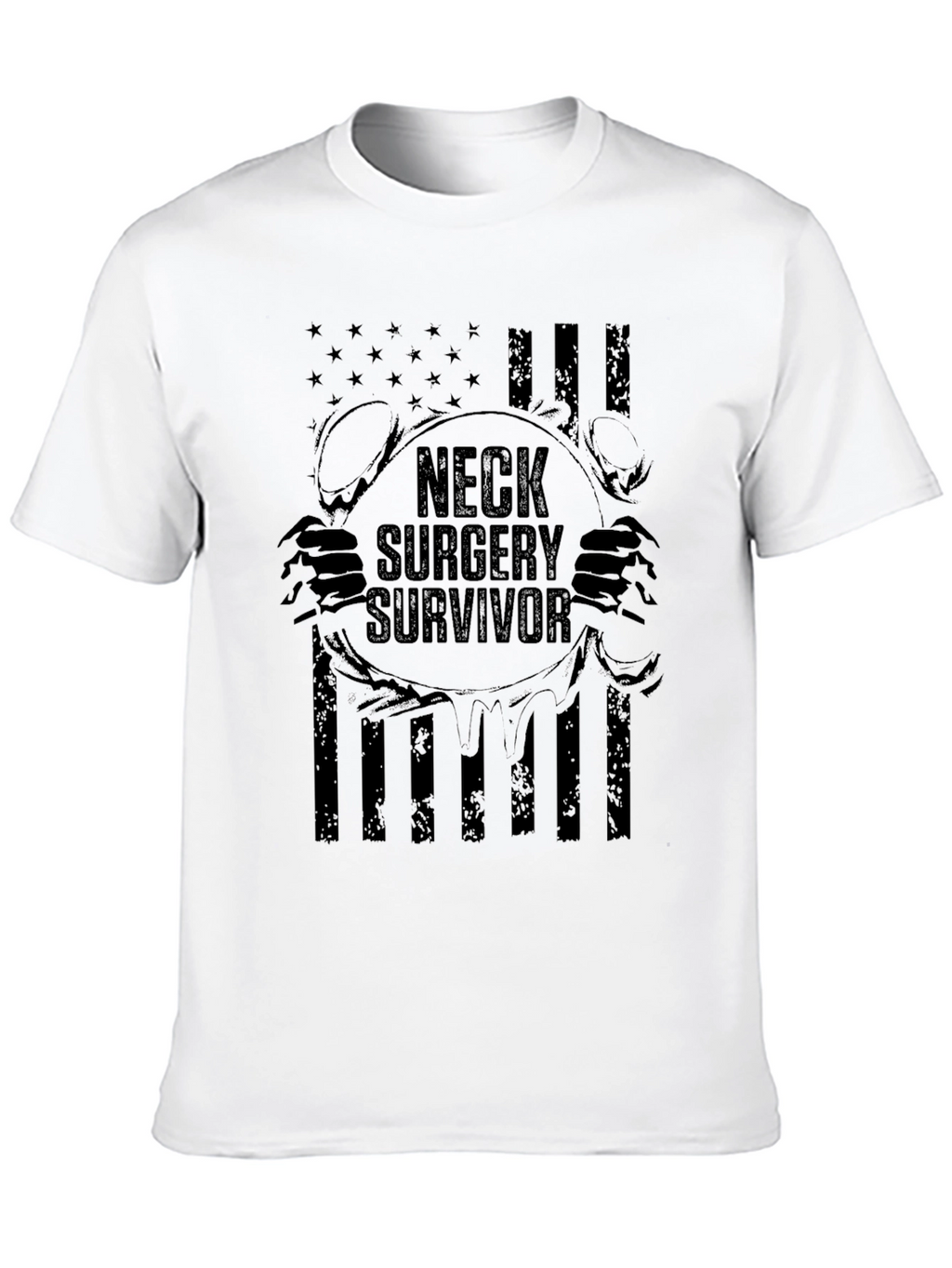 Neck Surgery Survivor T-Shirt Patriotic Design