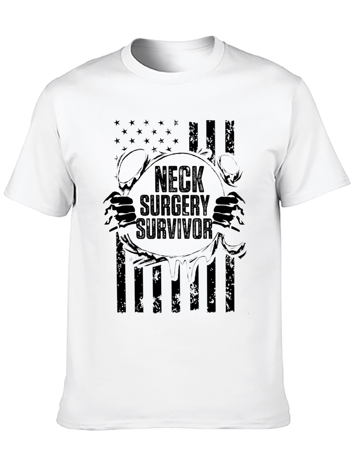 Neck Surgery Survivor T-Shirt Patriotic Design