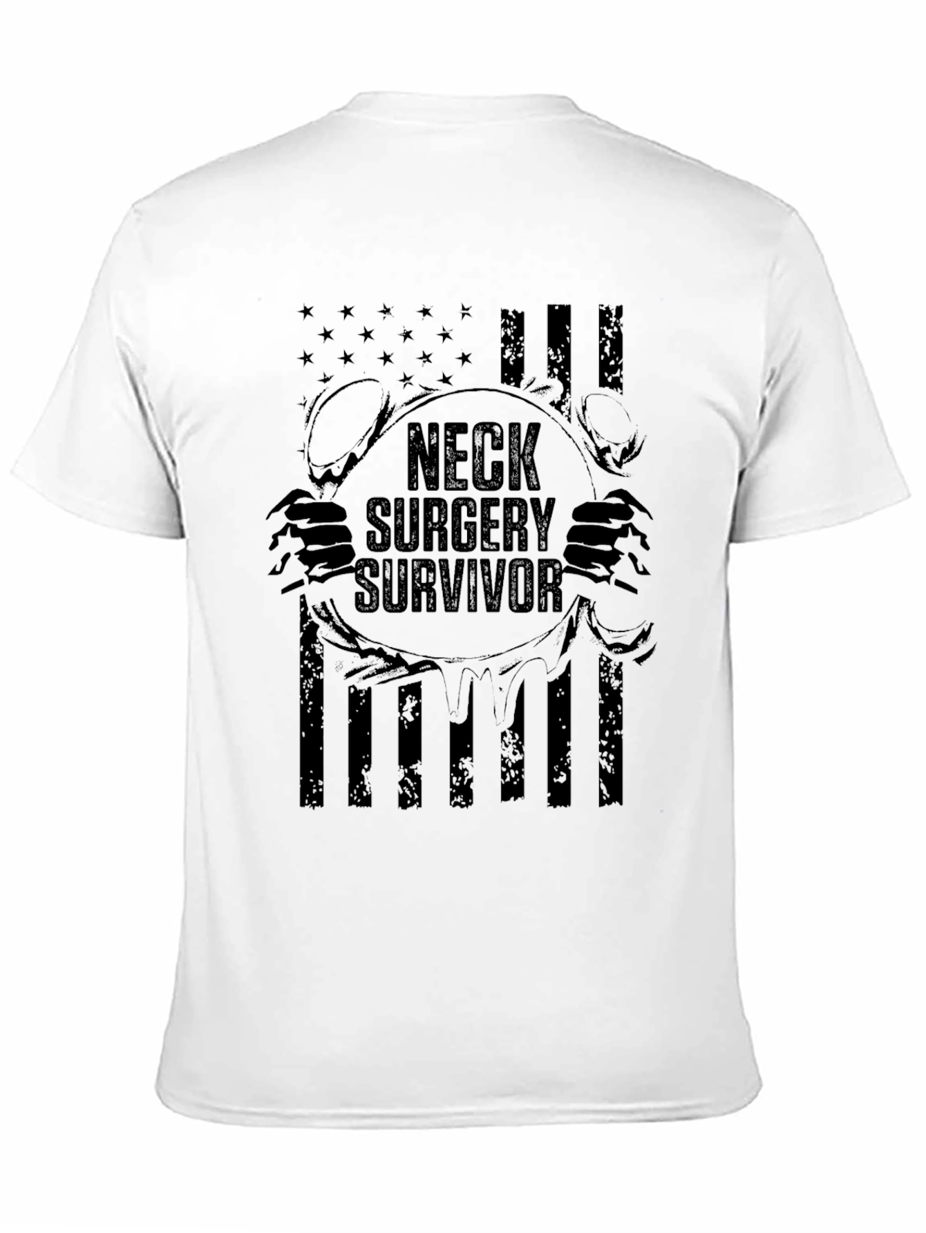 Neck Surgery Survivor T-Shirt Patriotic Design
