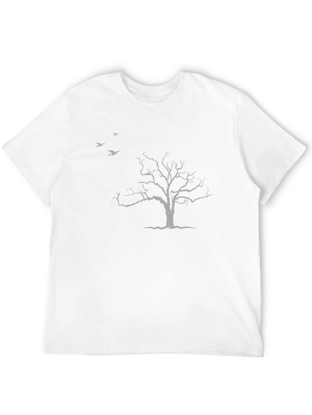 Mens Black T-Shirt with Tree & Birds Design