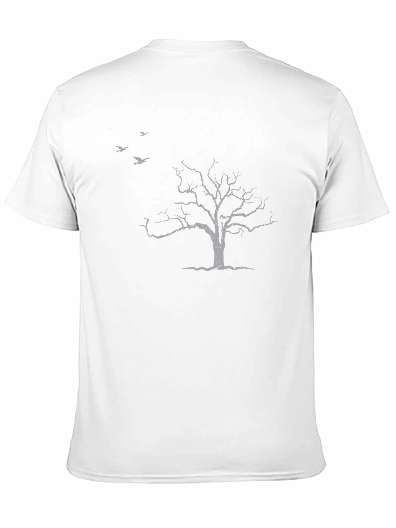 Mens Black T-Shirt with Tree & Birds Design