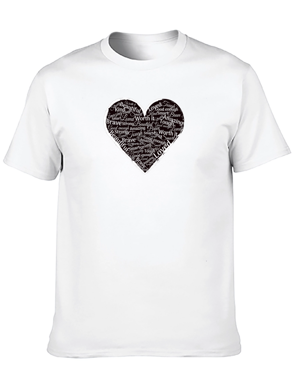 Inspirational Heart Word Art Black T-Shirt