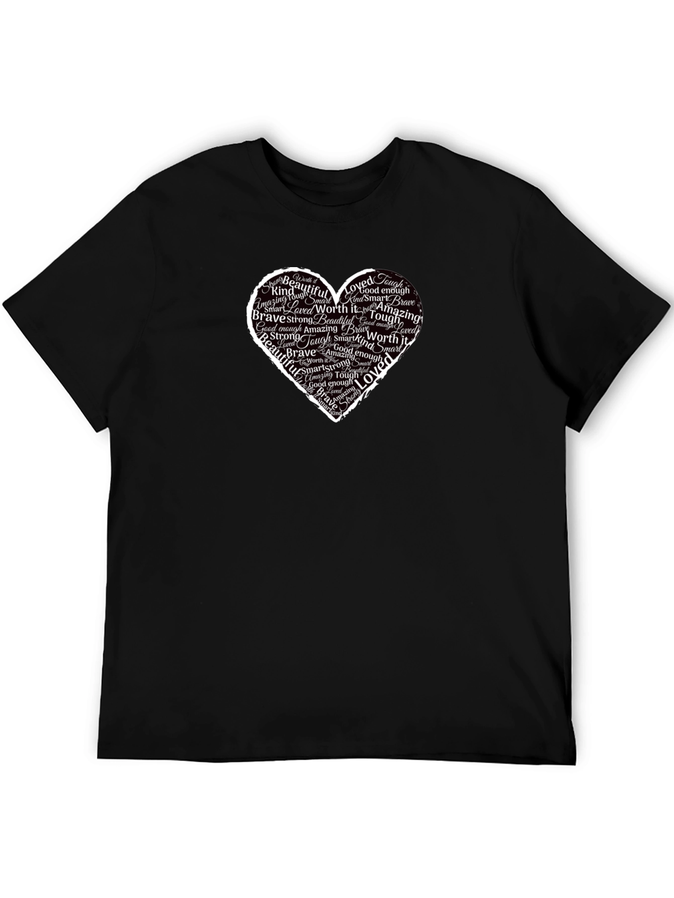 Inspirational Heart Word Art Black T-Shirt