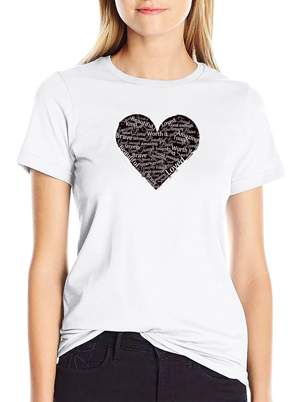 Inspirational Heart Word Art Black T-Shirt