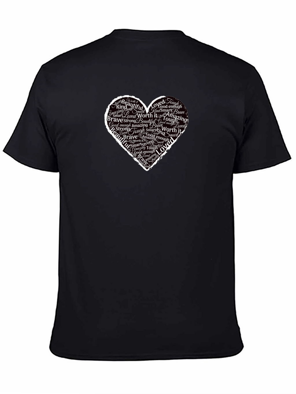 Inspirational Heart Word Art Black T-Shirt