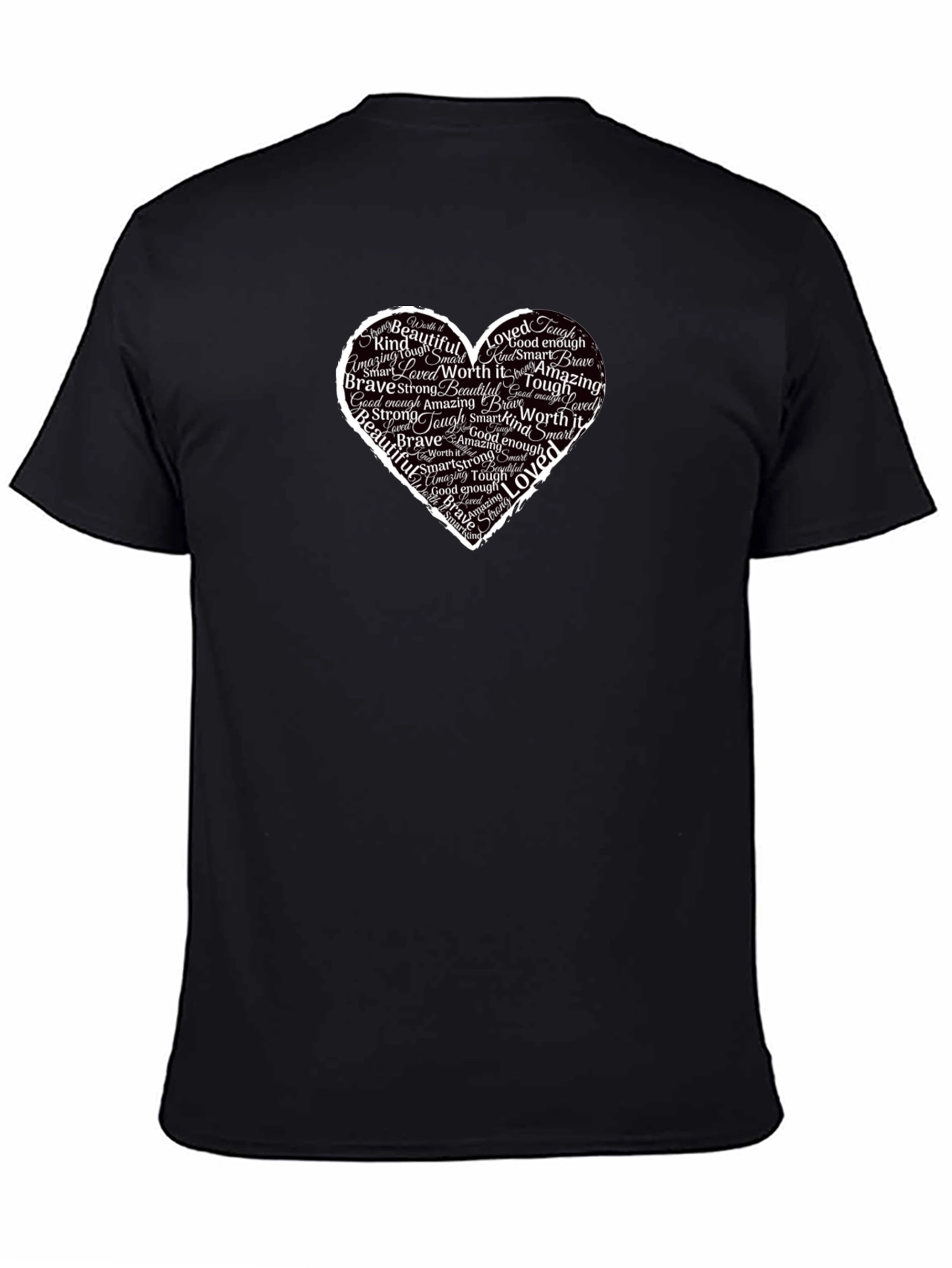 Inspirational Heart Word Art Black T-Shirt