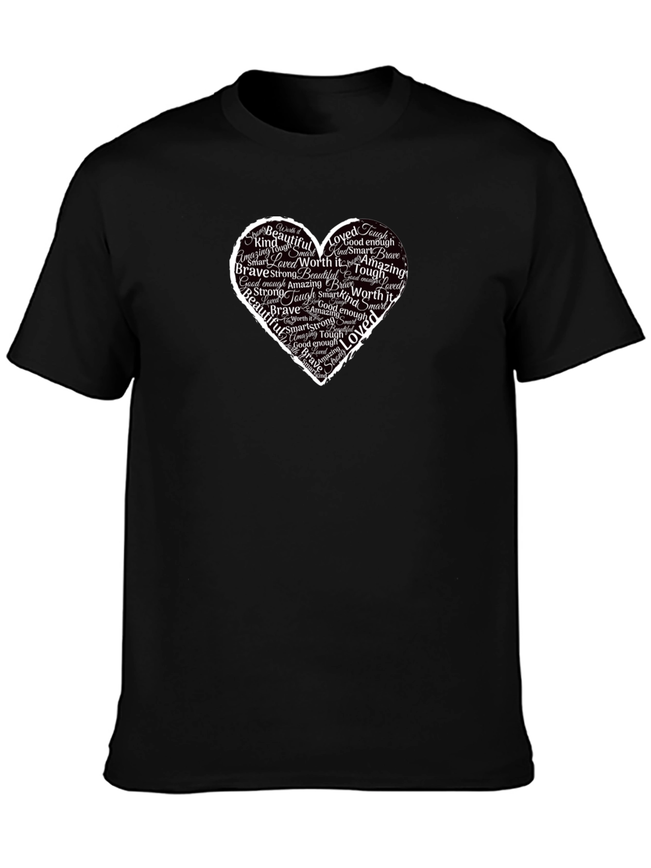 Inspirational Heart Word Art Black T-Shirt