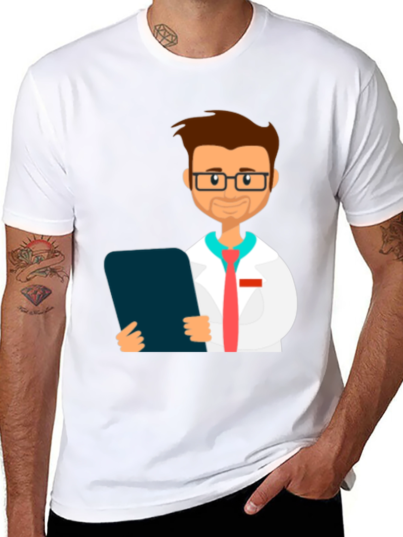 Doctor Cartoon Graphic T-Shirt - Black