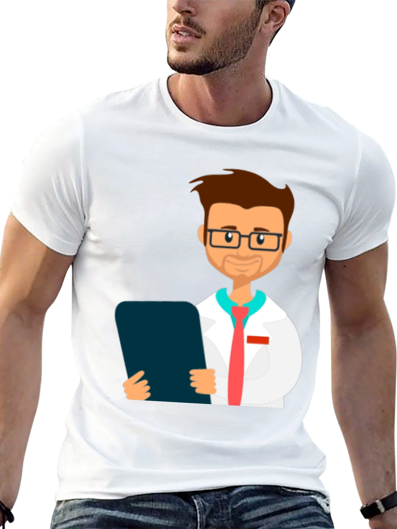 Doctor Cartoon Graphic T-Shirt - Black