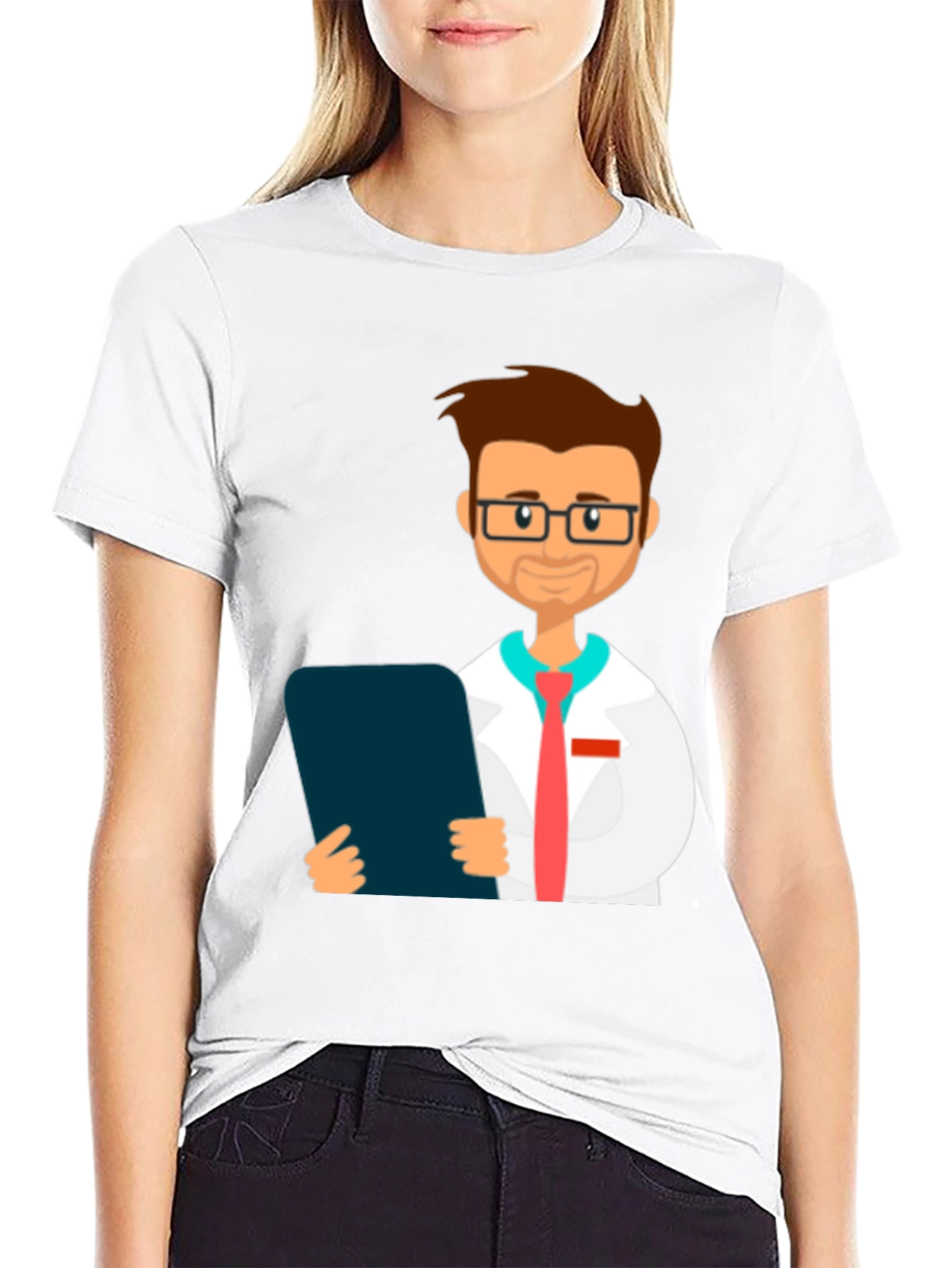 Doctor Cartoon Graphic T-Shirt - Black