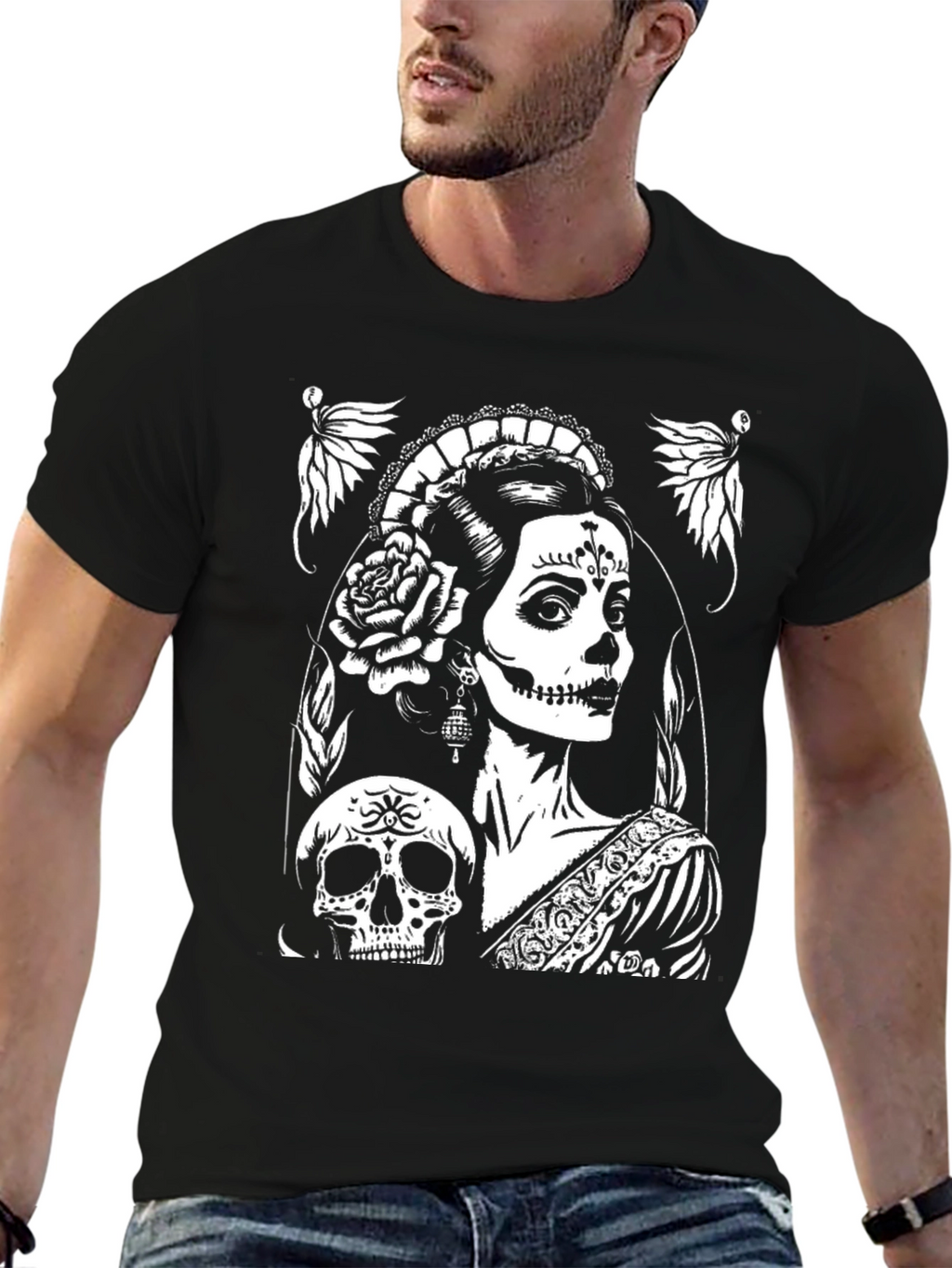 Day of the Dead T-Shirt - Skull & Lady