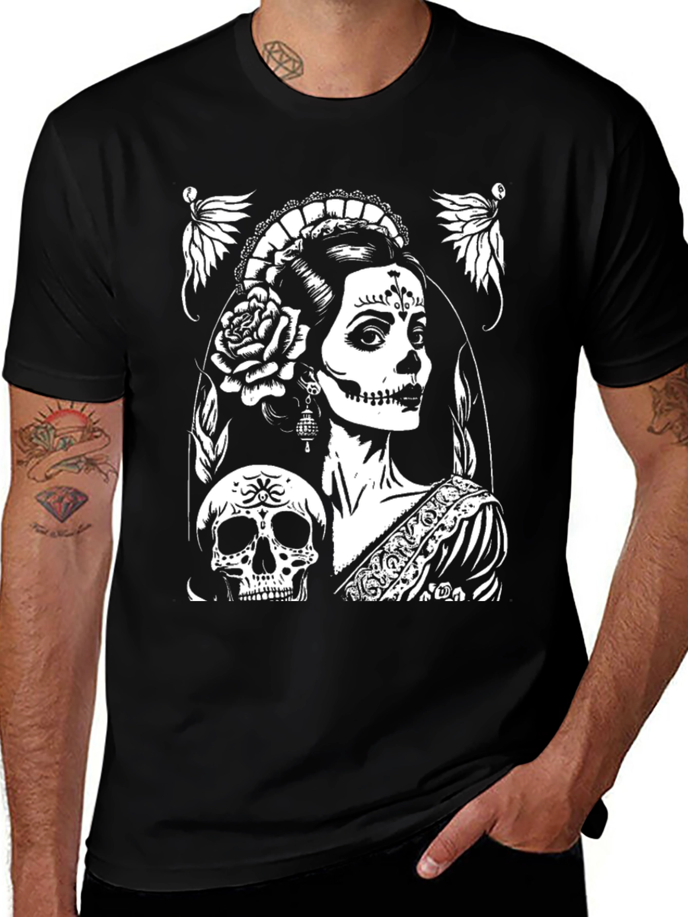 Day of the Dead T-Shirt - Skull & Lady