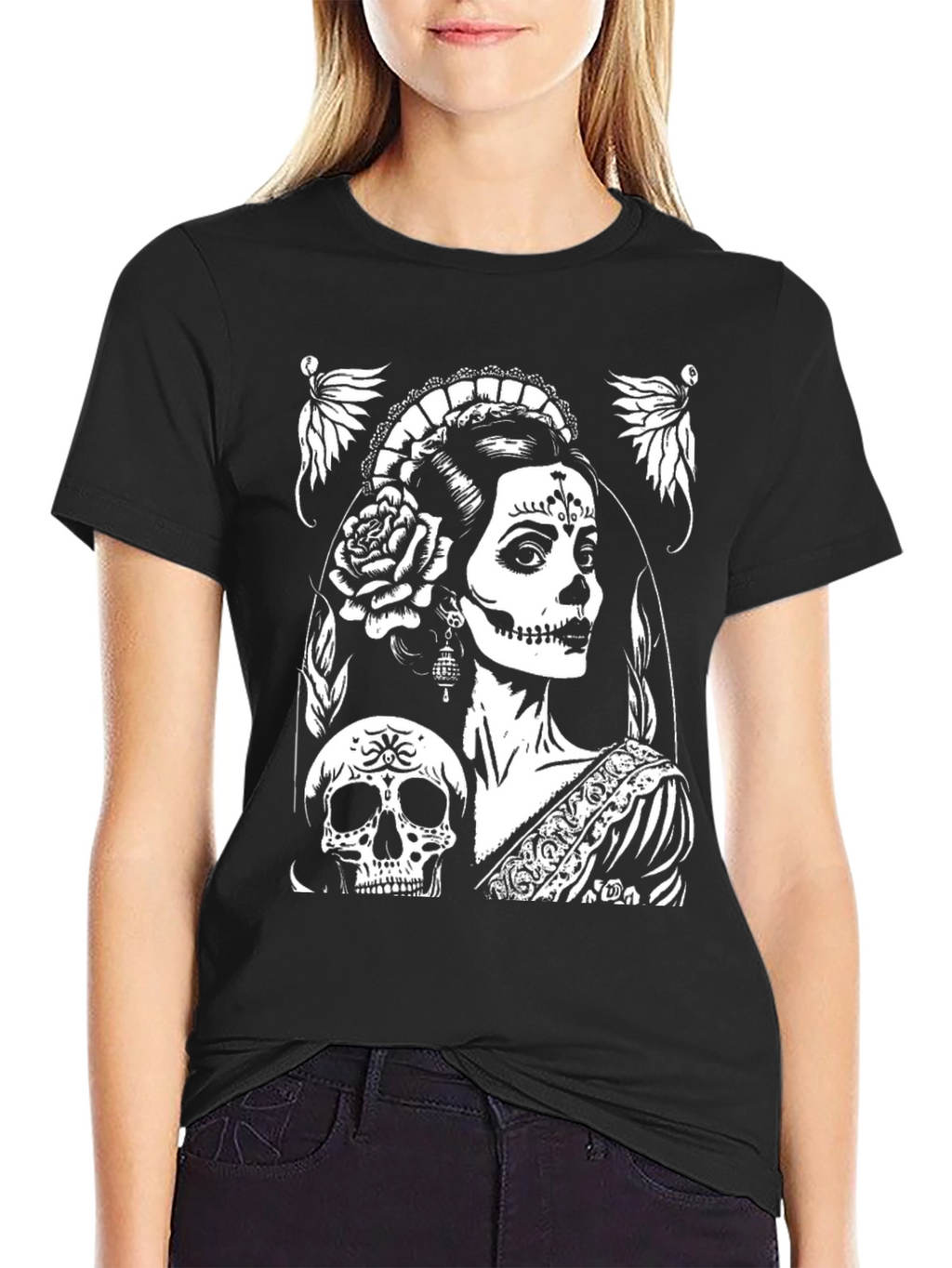Day of the Dead T-Shirt - Skull & Lady