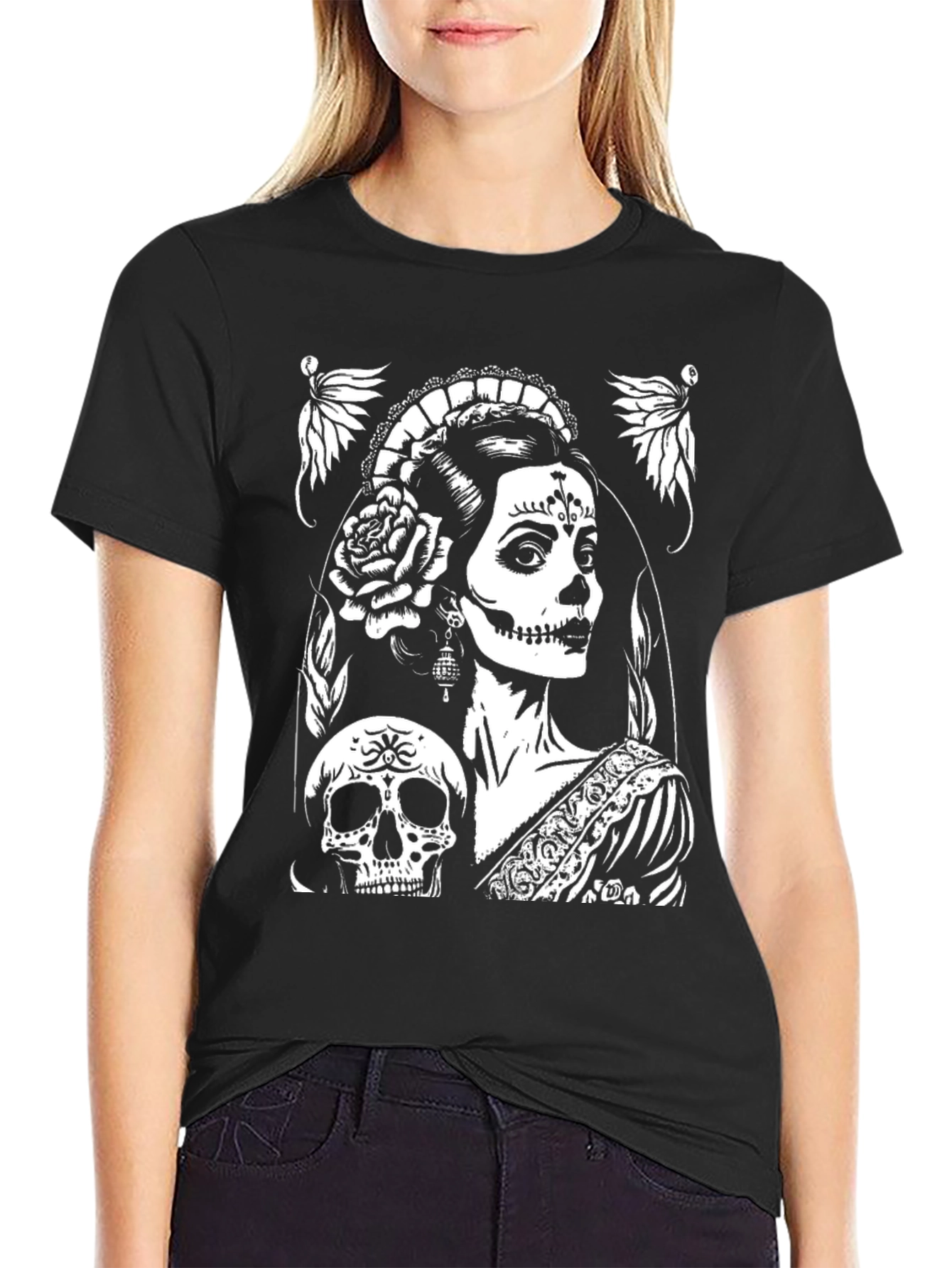 Day of the Dead T-Shirt - Skull & Lady