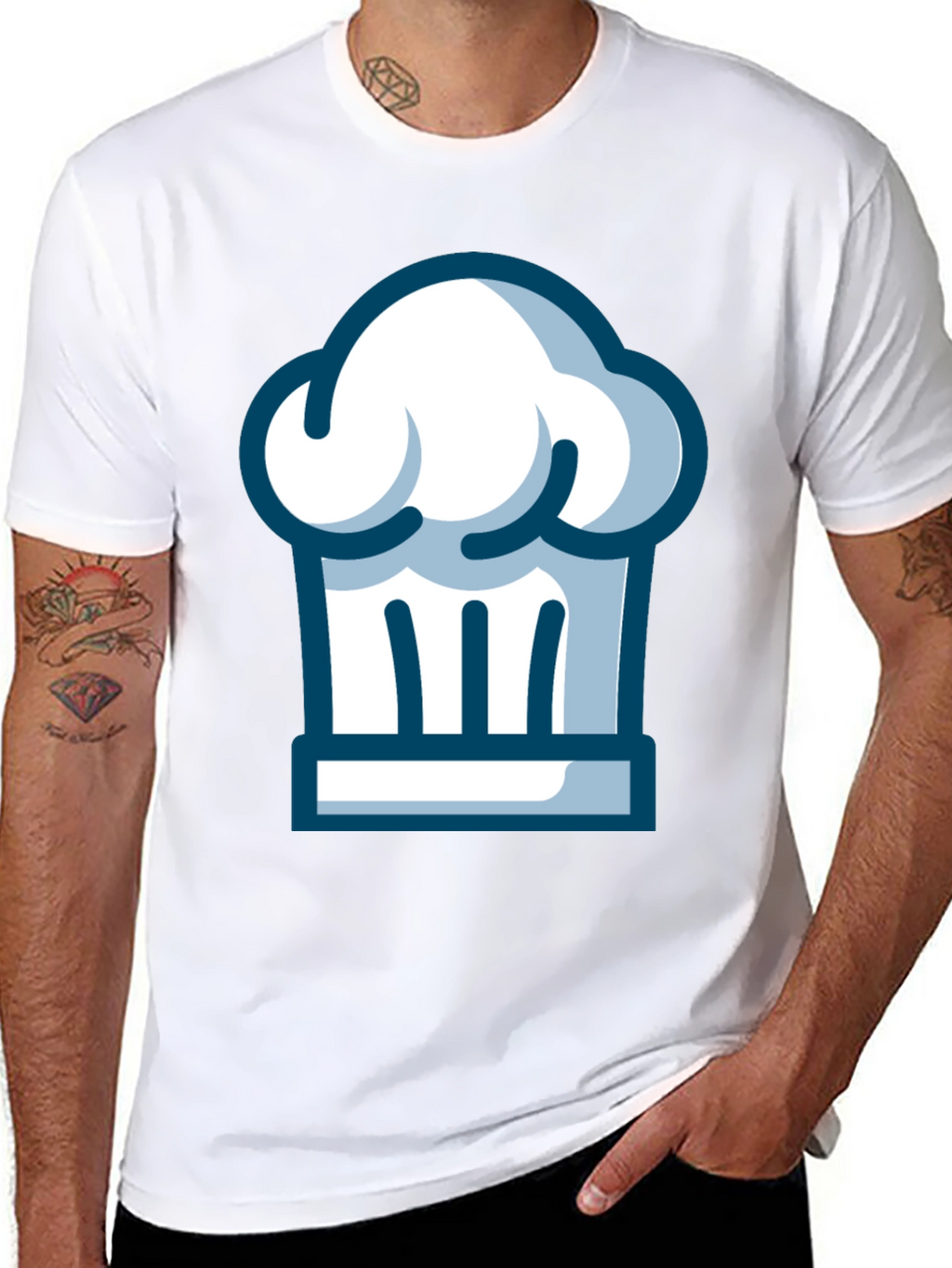 Chef Hat Graphic Tee - Black Cotton T-Shirt