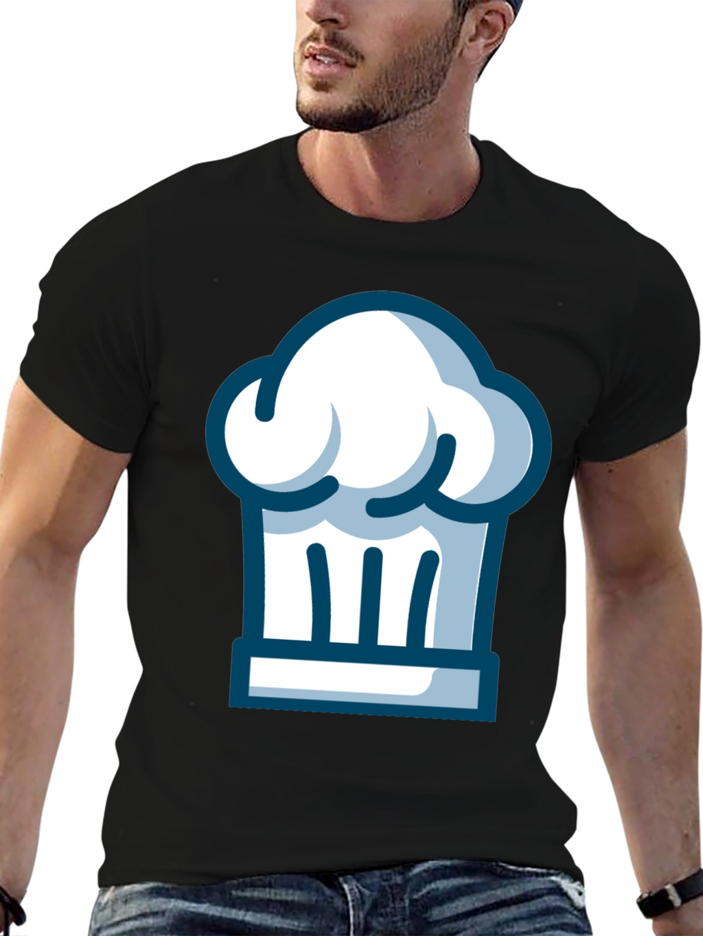 Chef Hat Graphic Tee - Black Cotton T-Shirt