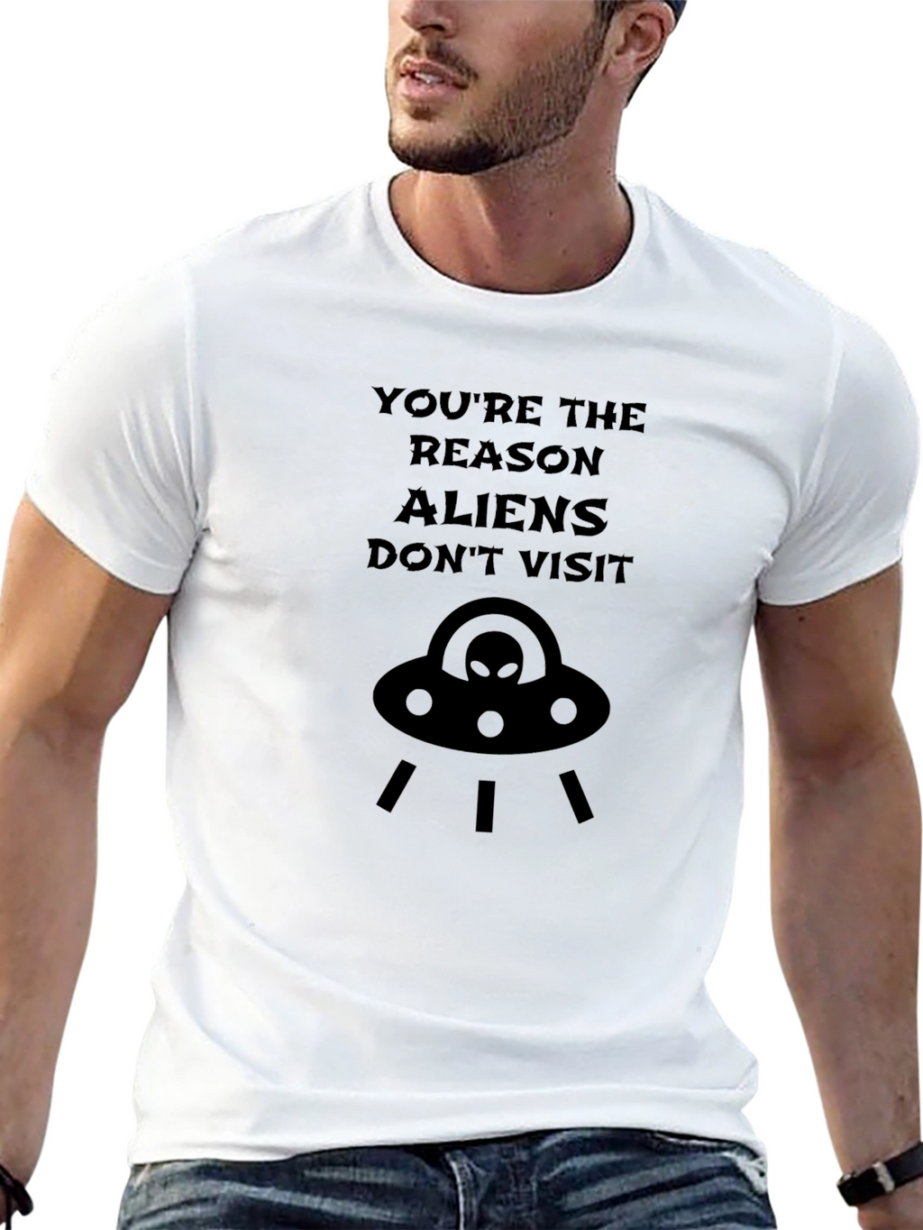 Funny Alien UFO Graphic T-Shirt - Youre The Reason